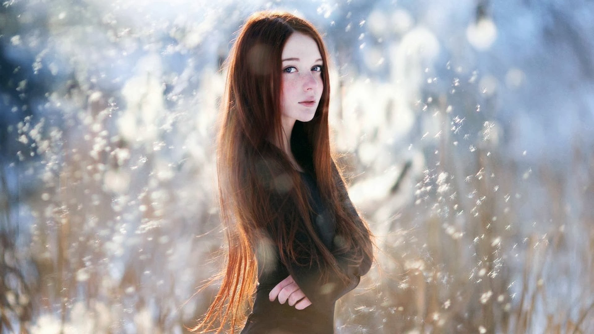 focus on foreground, long hair, long, young women, portrait, dress, sleeved, women outdoors, looking at camera, looking at viewer, hairstyle, redhead, adult, HD Wallpaper