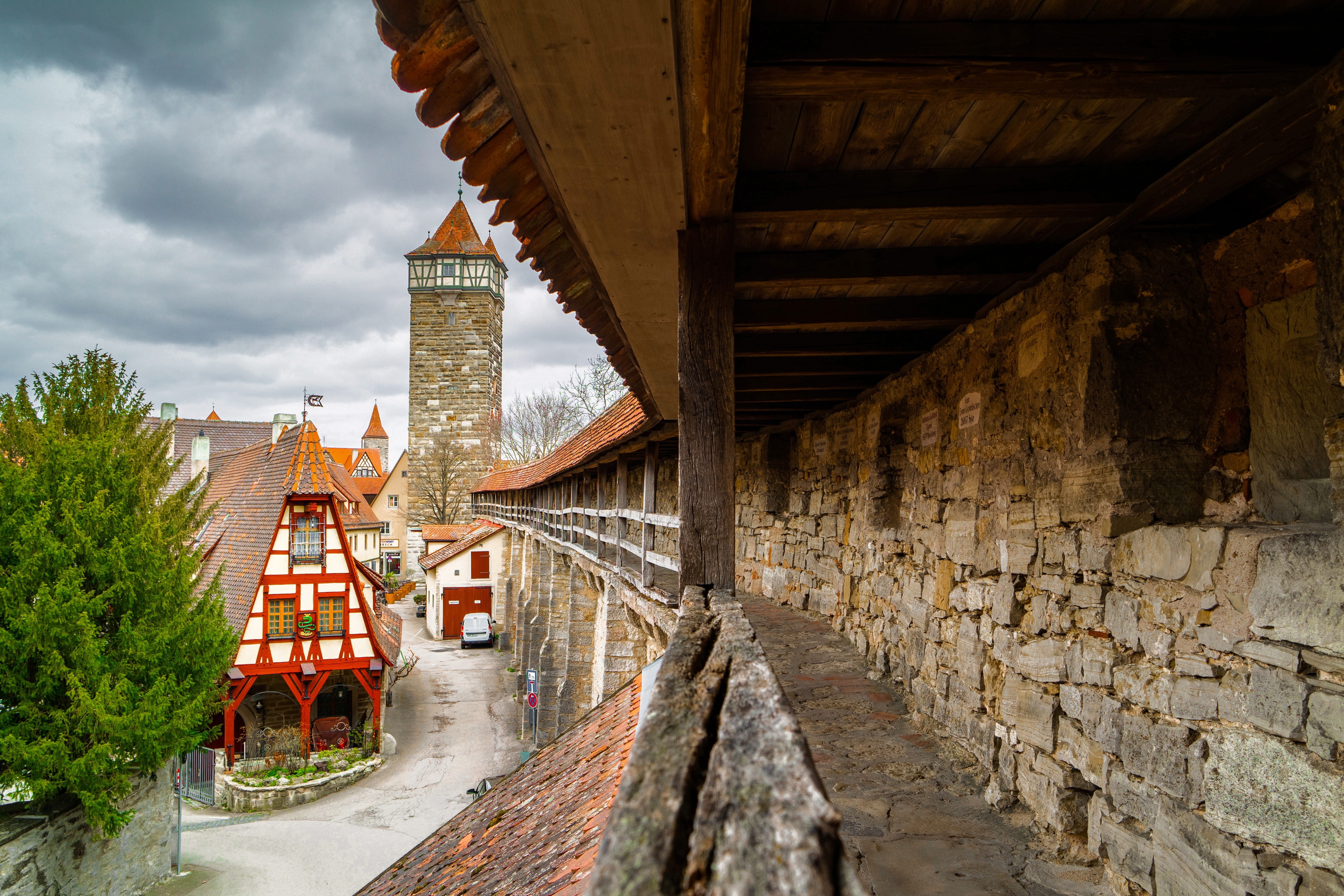 historic center, industry, nature, truss, architectural column, cloud - sky, bridge - man made structure, tower, no people, built structure, rothenburg, HD Wallpaper