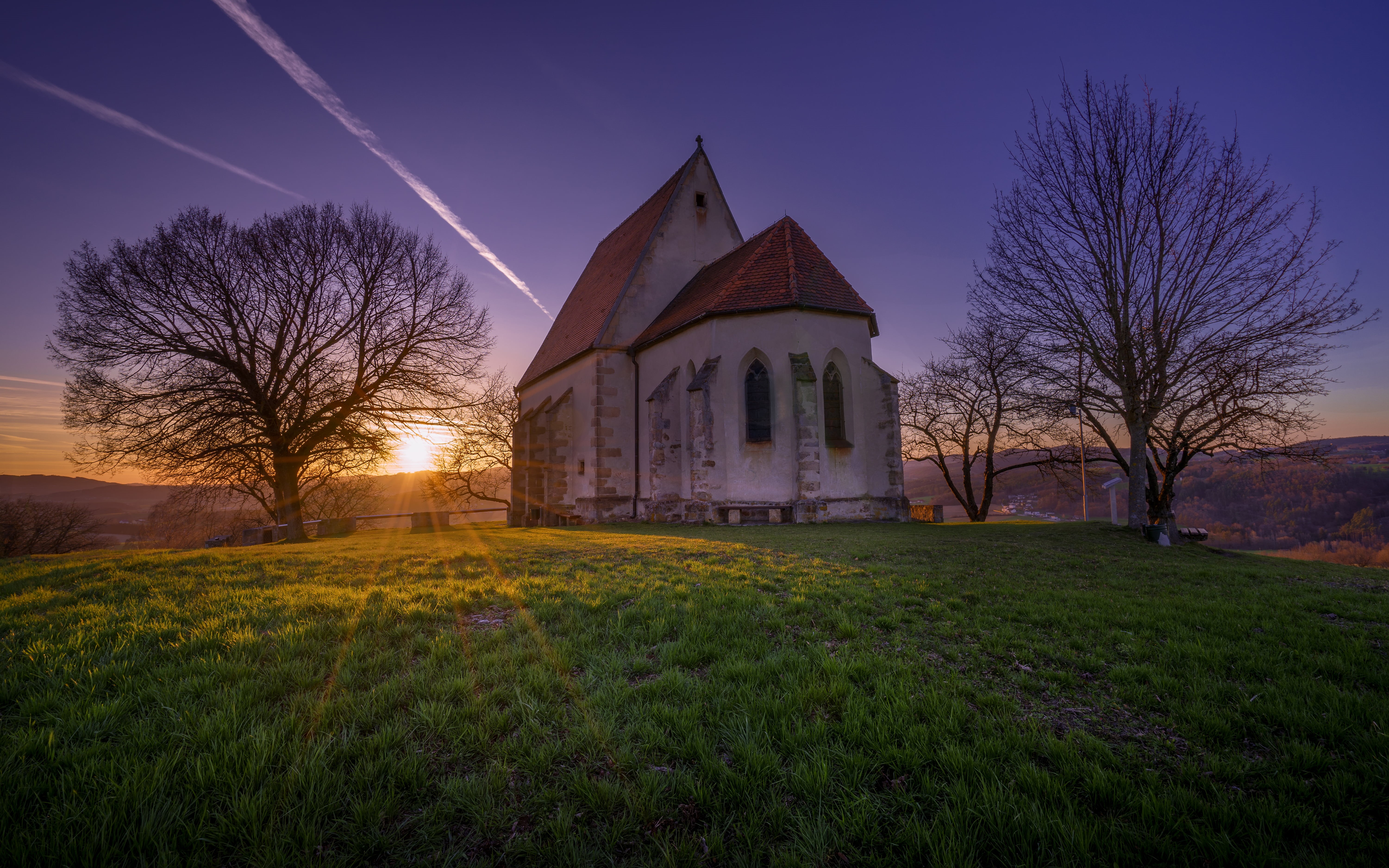 brown, Sony, ob, Wartberg  ob  der  Aist, golden, house, brown house, golden hour, architecture, 5K, church, white, oö, christianity, hour, landscape, HD Wallpaper