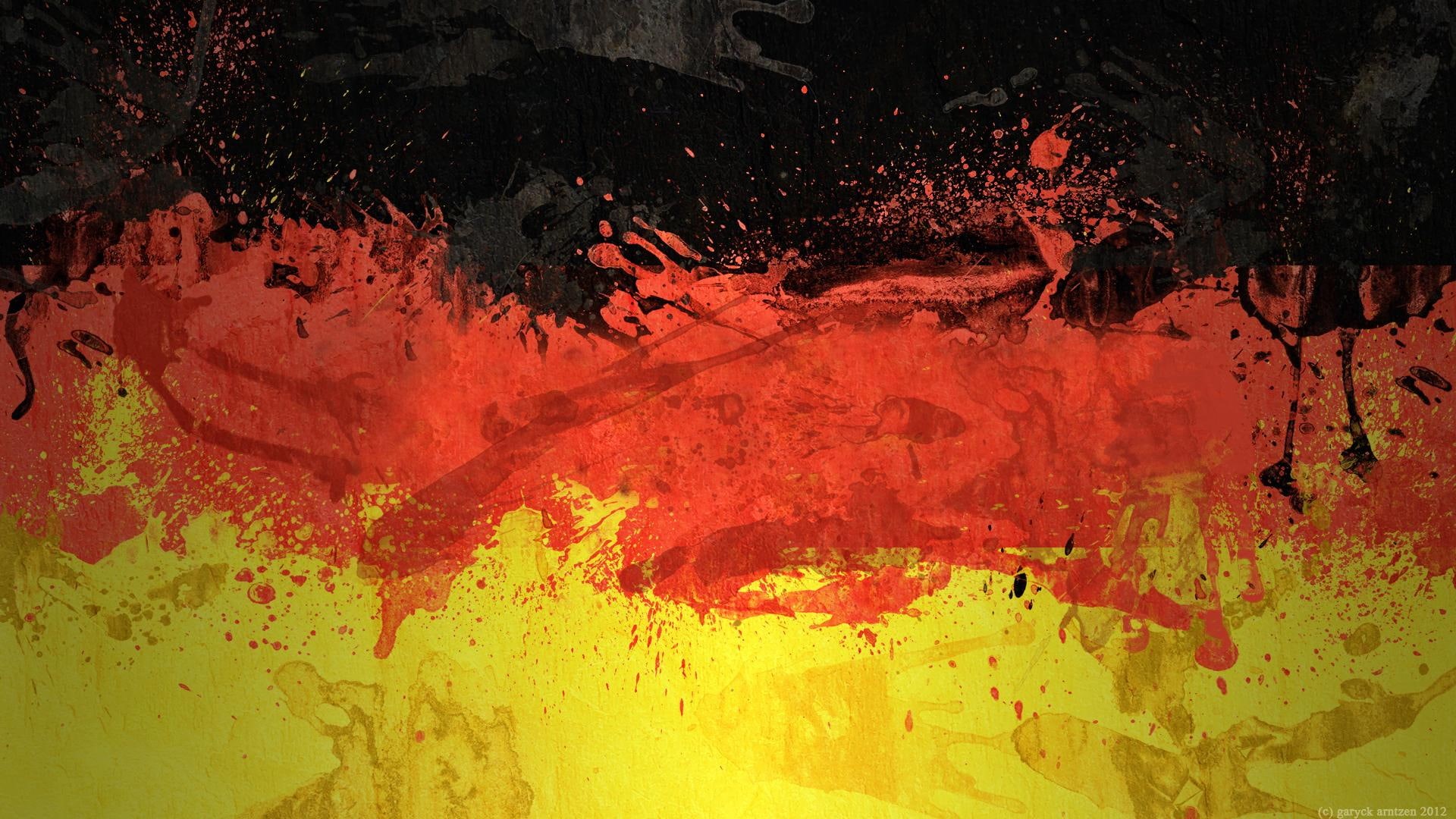 germany flag, abstract, flag, world cup, 1080P, cup, world cup 2014, world, yellow, germany, red, painting, black, HD Wallpaper