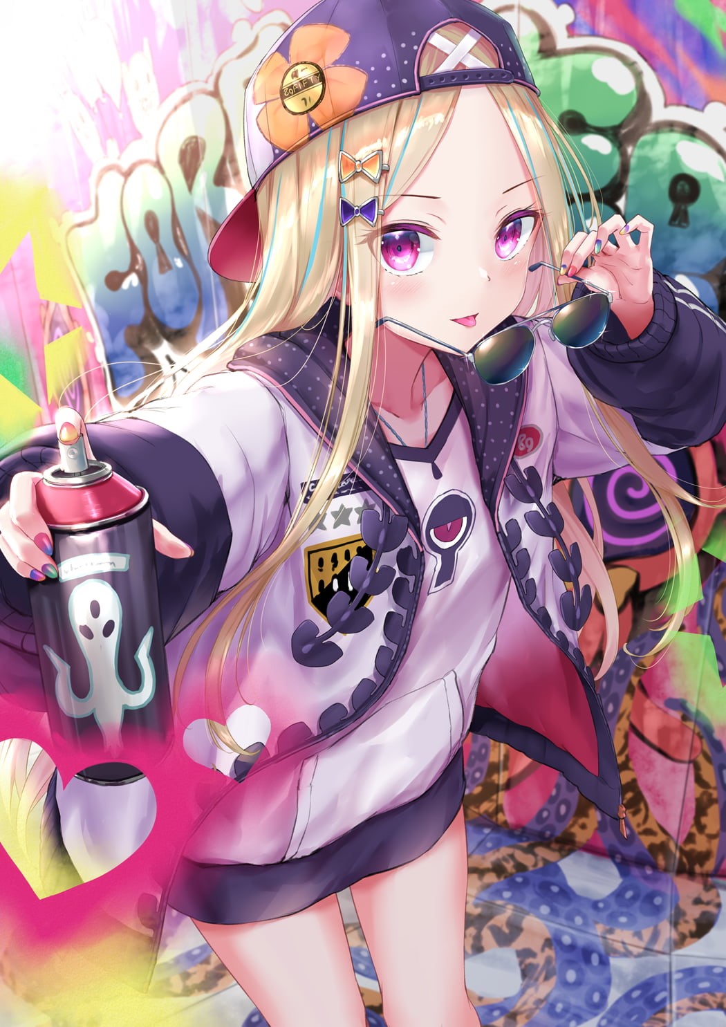 graffiti, Fate Series, Abigail Williams (Fate/Grand Order), 720P, anime girls, blonde, pink eyes, Fate/Grand Order, anime, Phone HD Wallpaper