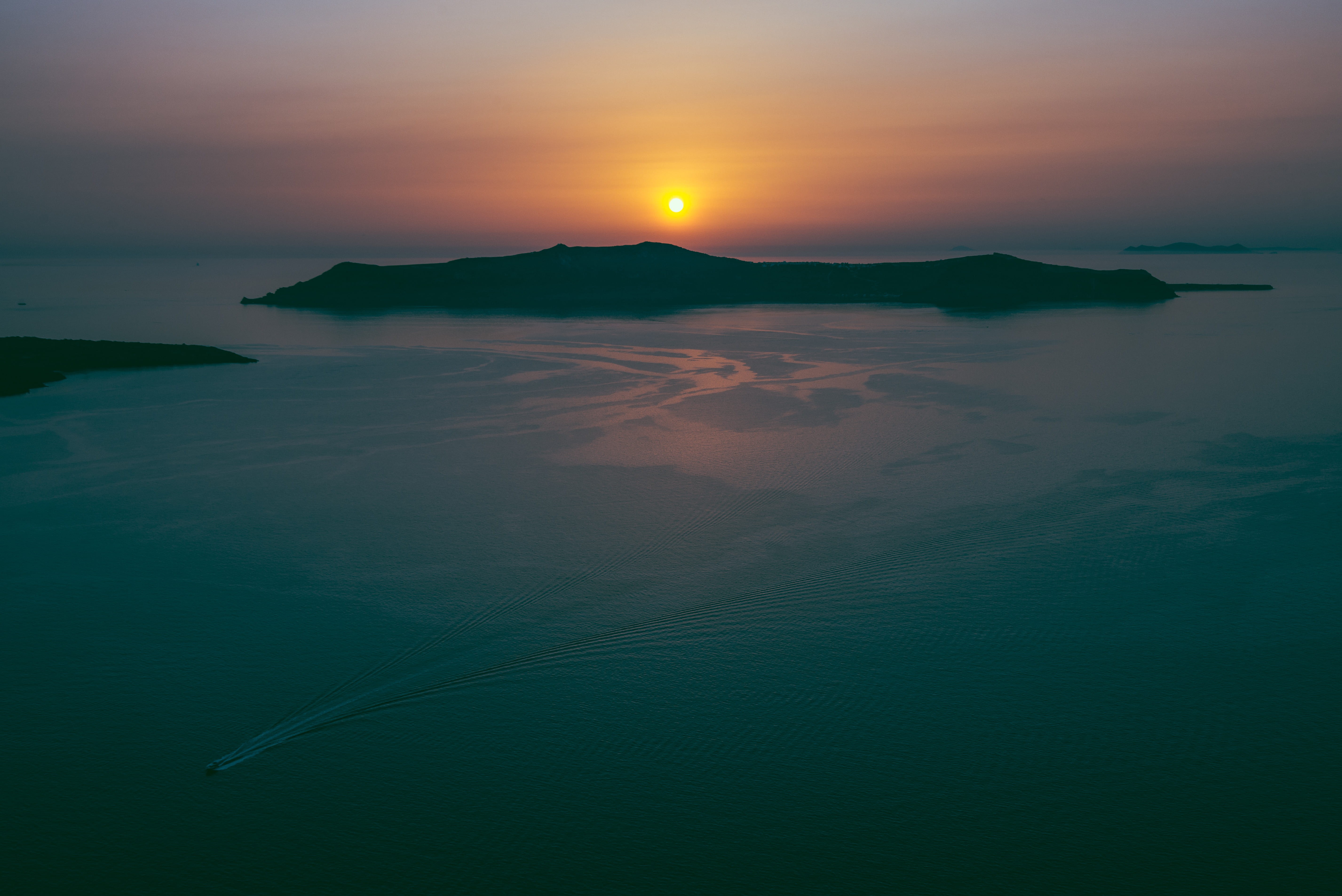 sunset, beauty in nature, tranquility, non-urban scene, pink, greece, cloud - sky, reflection, tranquil scene, sea, scenics - nature, sky, idyllic, photo, HD Wallpaper