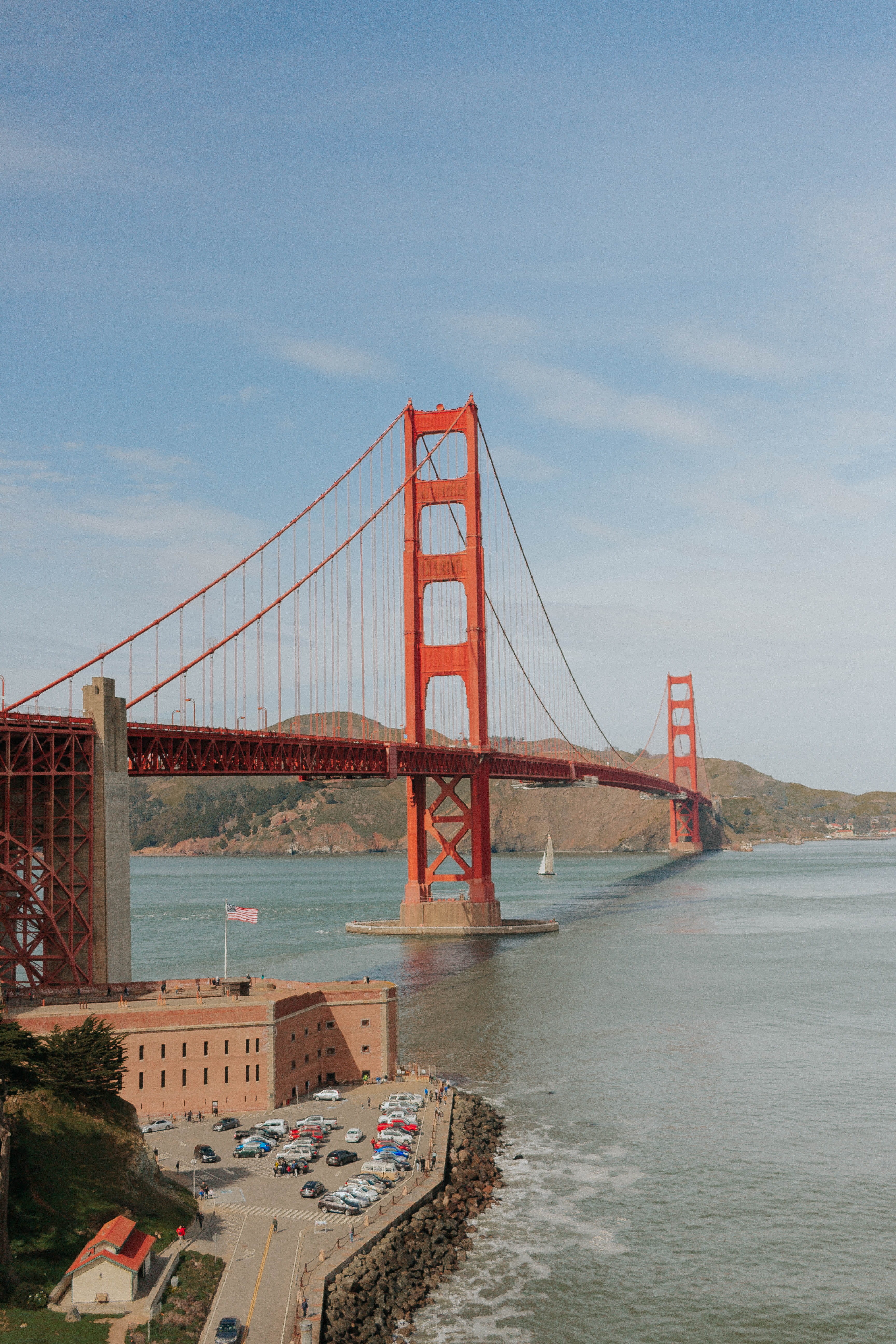 mountain, nature, urban, bigcity, tourism, travel destinations, outdoors, town, day, goldeg, metropolis, suspension bridge, bridge, sanfransisco, near, Phone HD Wallpaper