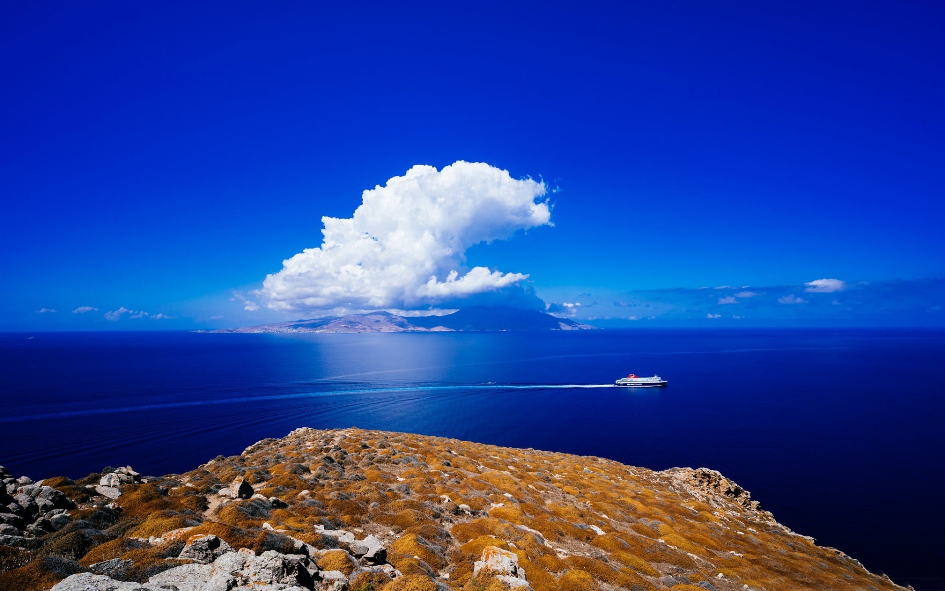 sea, rock - object, nature, idyllic, white, widescreen, blue, water, transportation, solid, cloud - sky, no people, scenics - nature, land, outdoors, HD Wallpaper