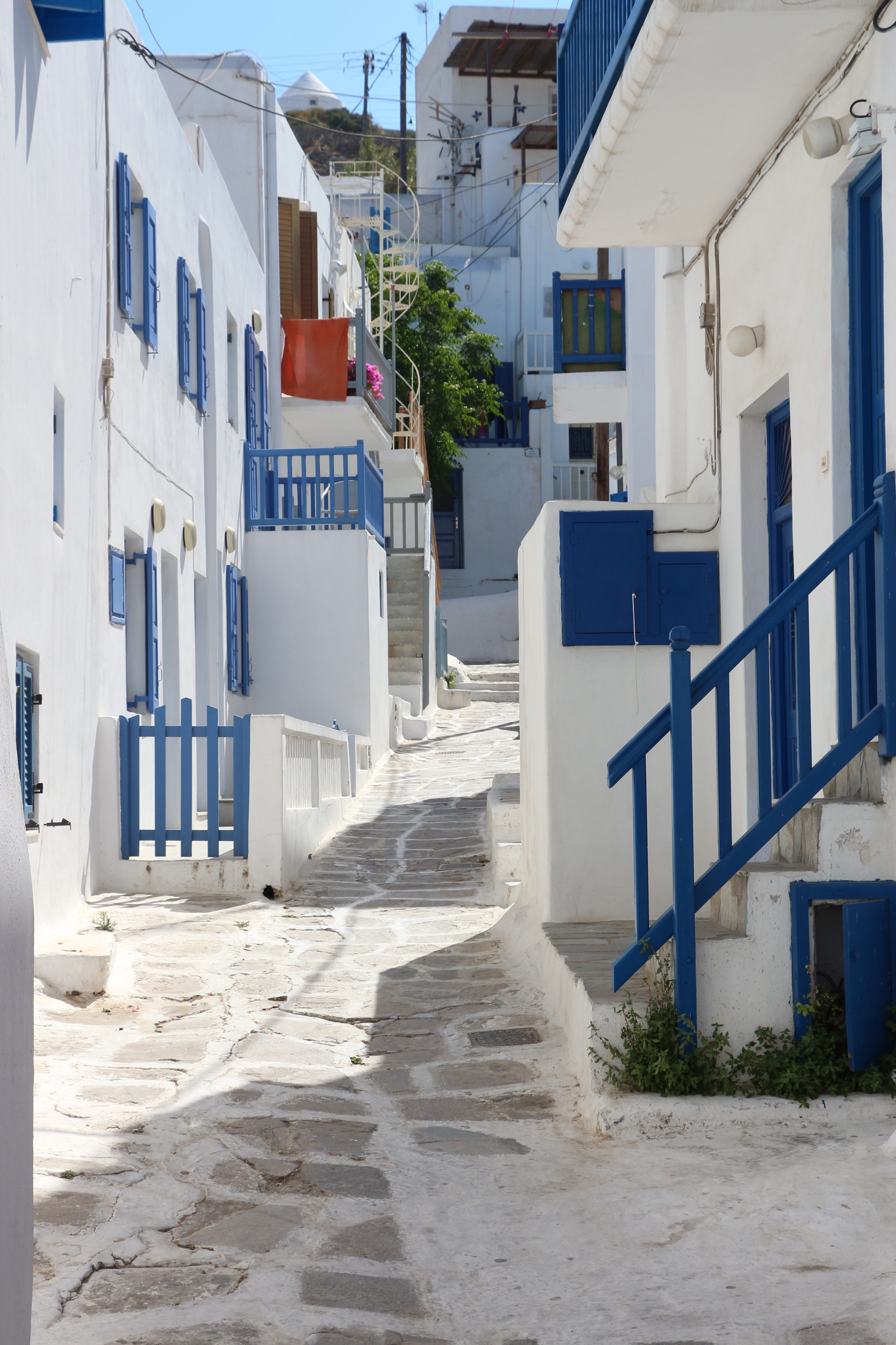 building exterior, house, town, 5K, houses, island, beach, window, greek island, sea, day, water, aegean sea, outdoors, white color, blue, nature, building, Phone HD Wallpaper