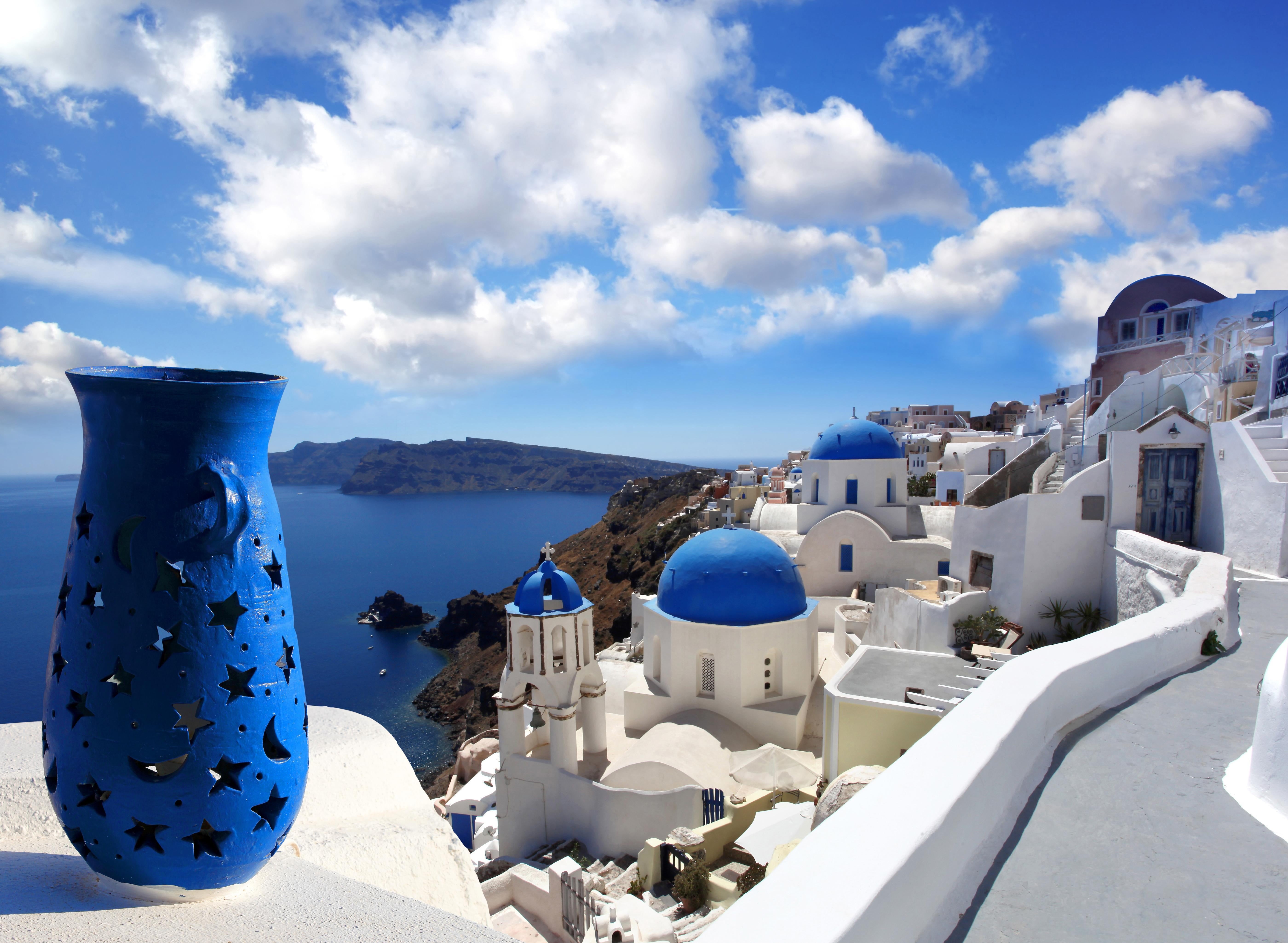 mykonos, famous Place, mediterranean Sea, building, white color, summer, concrete, travel Destinations, sea, cloud - sky, volcano, caldera, aegean Sea, HD Wallpaper
