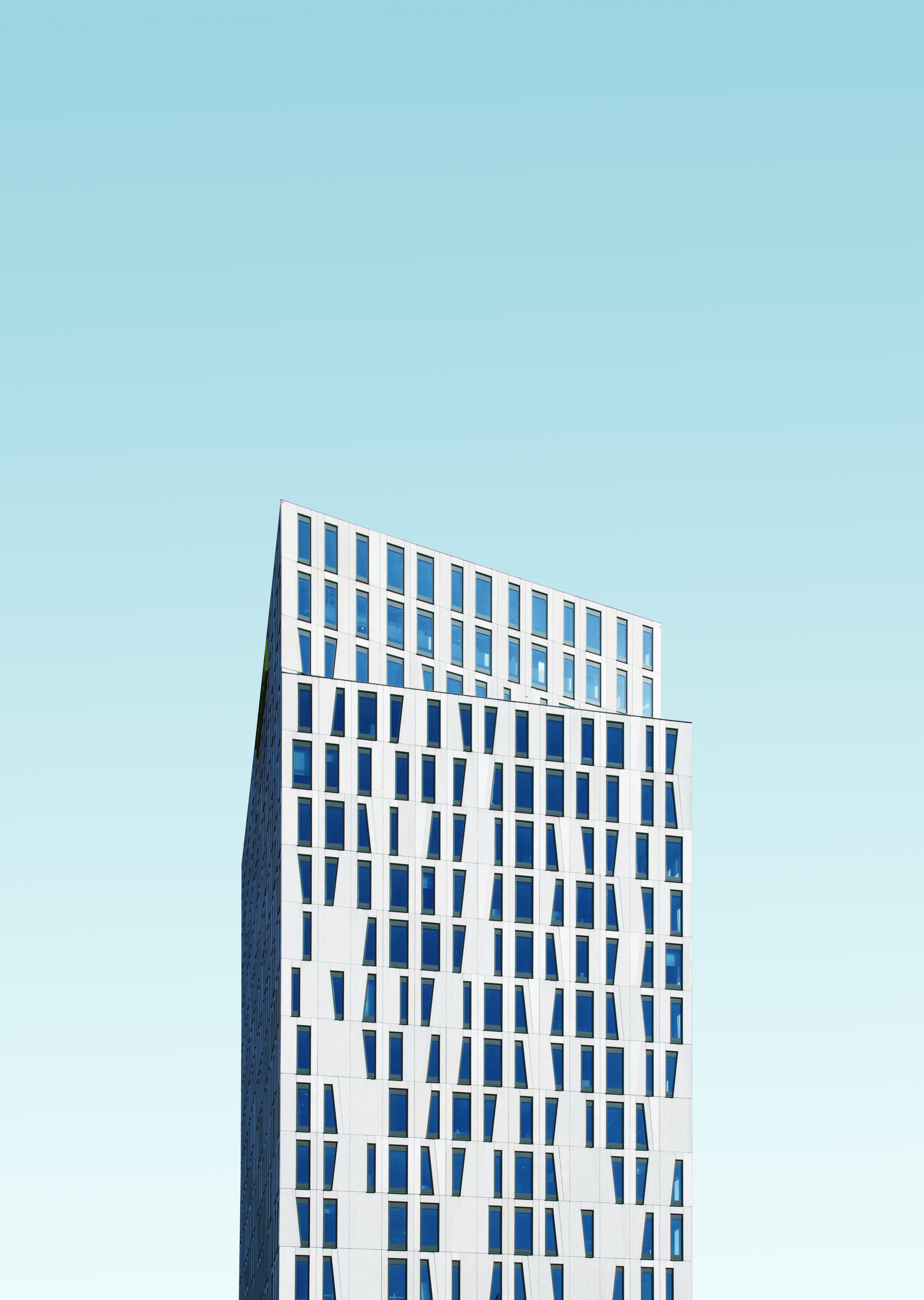 5K, apartment, geometric, backgrounds, business, design, blue, tall - High, window, tower, glass - Material, outdoors, modern design, modern, no People, Phone HD Wallpaper