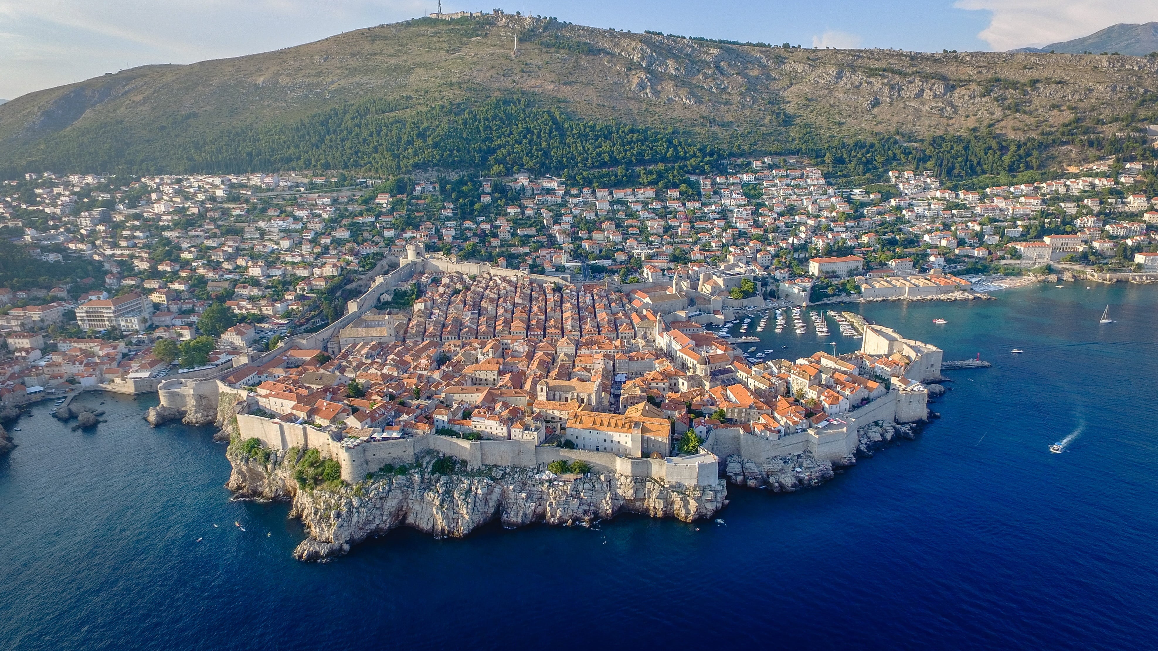 mountain, residential district, croatia, roof, land, dubrovnik, bay, building exterior, sky, sea, scenics, travel destinations, europe, water, tourism, HD Wallpaper