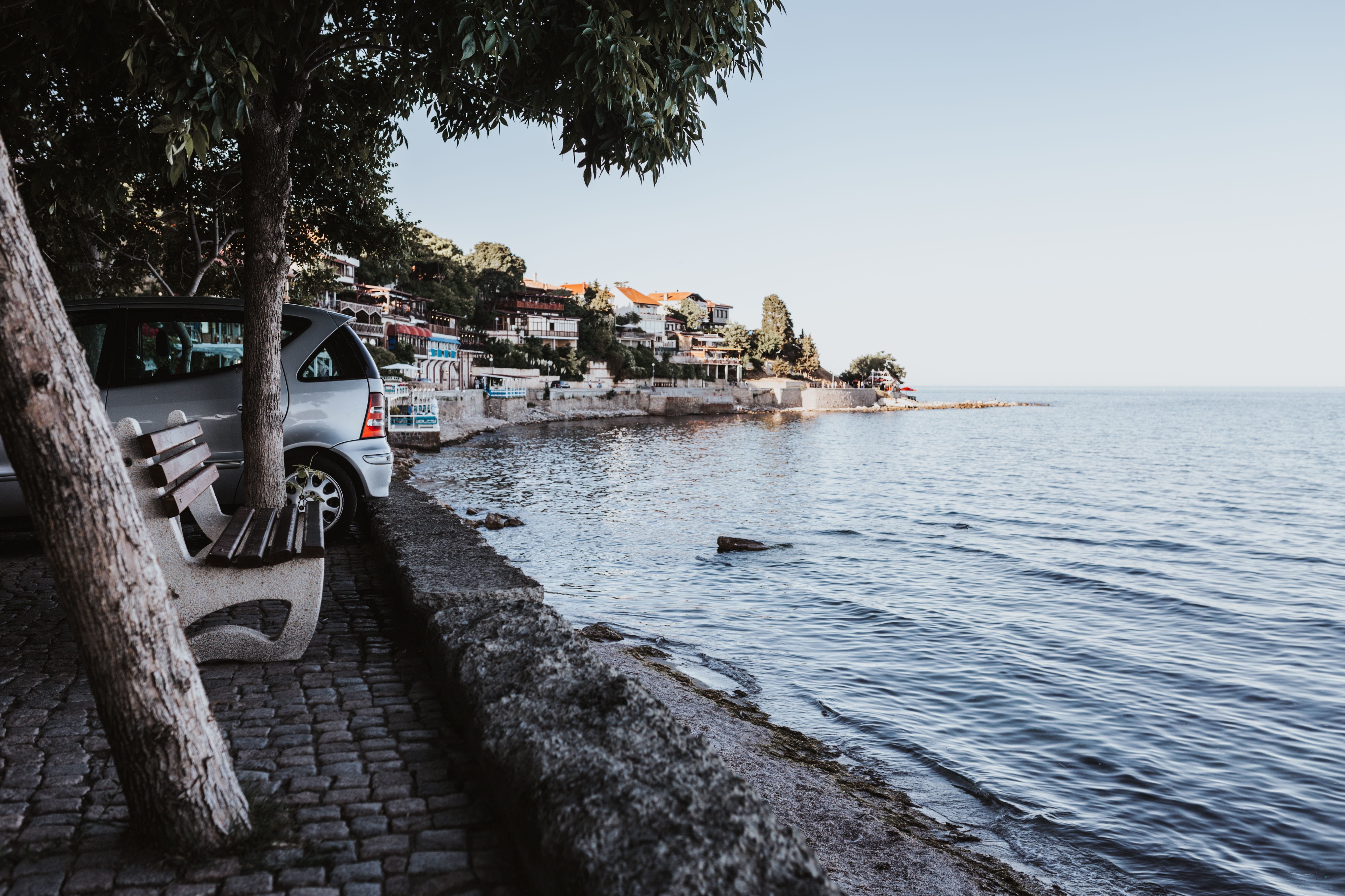 skull, transportation, balkan, mode of transportation, Nessebar, old city, 5K, building, clear sky, day, sky, no people, water, buildings, passenger craft, HD Wallpaper