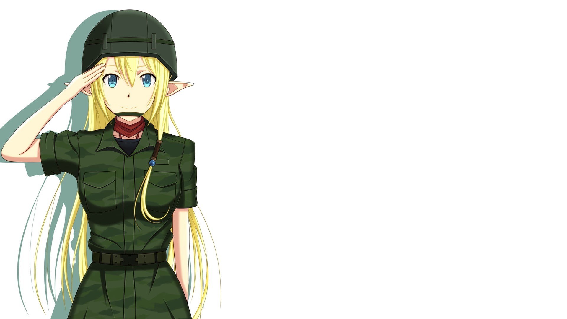 long hair, Gate: Jieitai Kanochi nite Kaku Tatakaeri, uniform, smiling, anime girls, 1080P, Tuka Luna Marceau, elves, blonde, HD Wallpaper