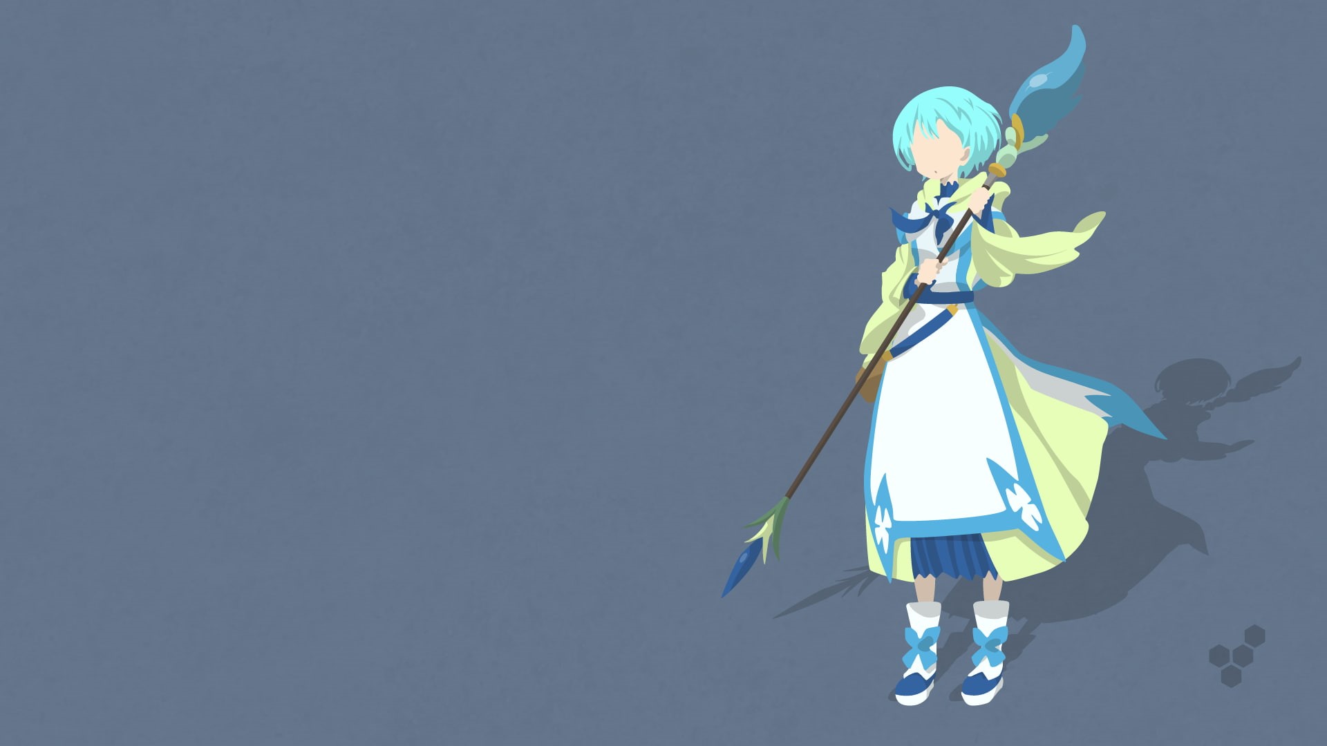 Gate: Jieitai Kanochi nite Kaku Tatakaeri, Lelei La Lelena, blue background, vector, anime girls, weapon, anime, 1080P, simple background, HD Wallpaper