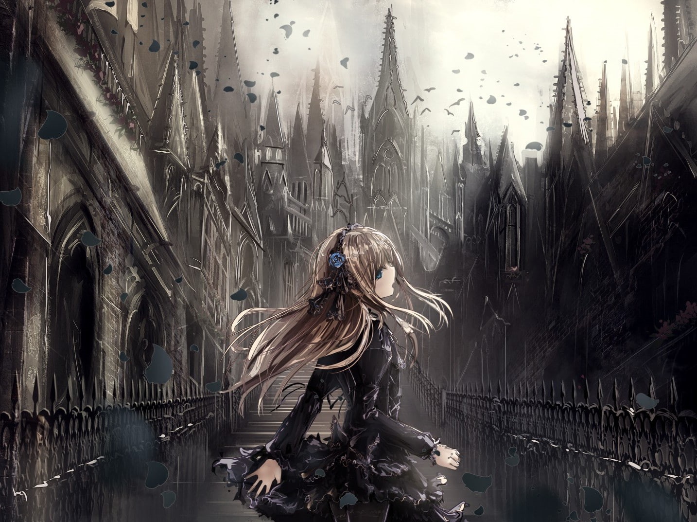 young adult, real people, nature, leisure activity, Anime Girls, Original Characters, Gothic, Lolita Fashion, hairstyle, digital composite, front view, HD Wallpaper