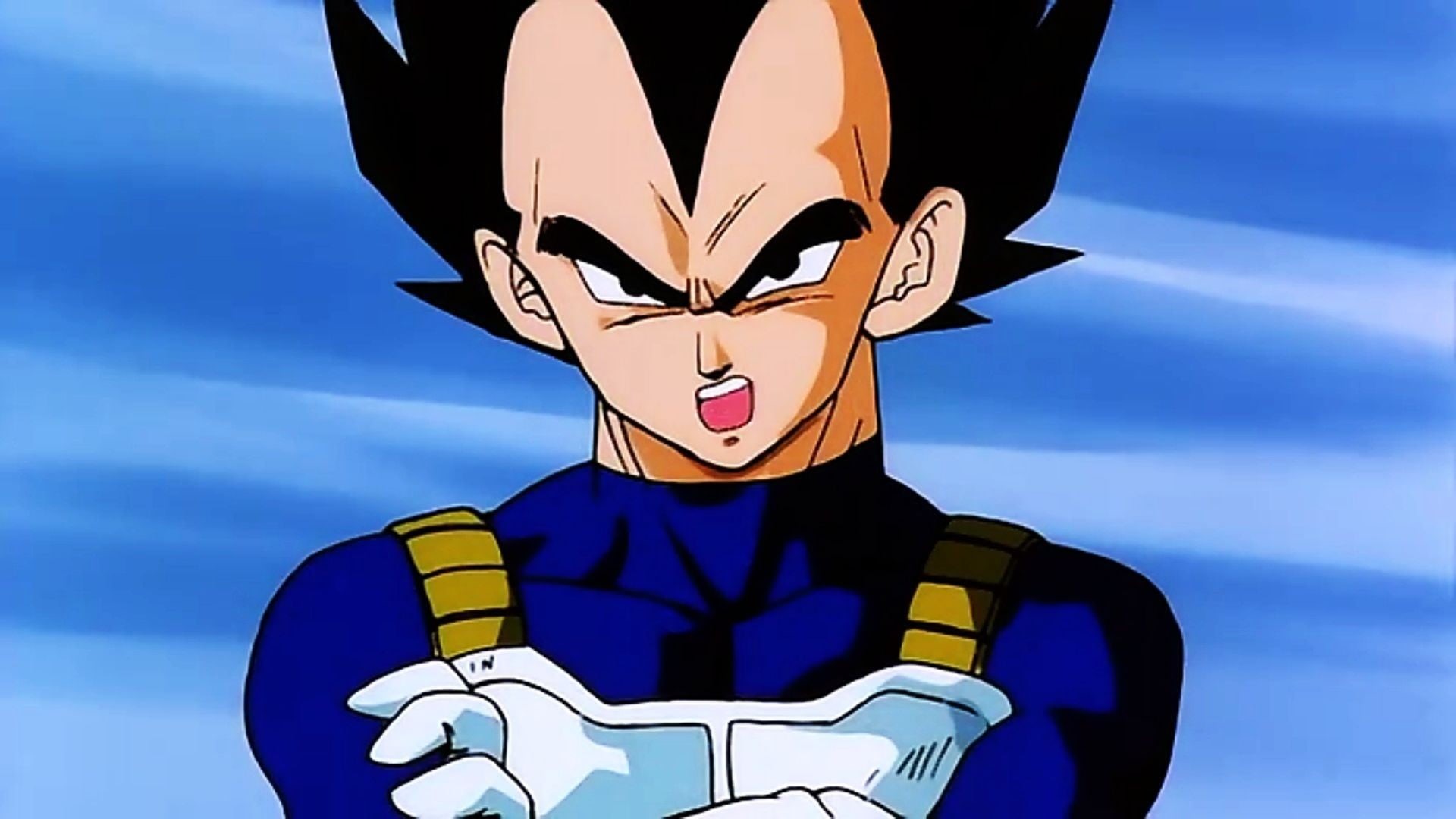 blue, mask - disguise, fantasy, anime, clothing, prince, outdoors, cloud - sky, transportation, Vegeta, armed forces, sky, nature, sport, people, 1080P, HD Wallpaper