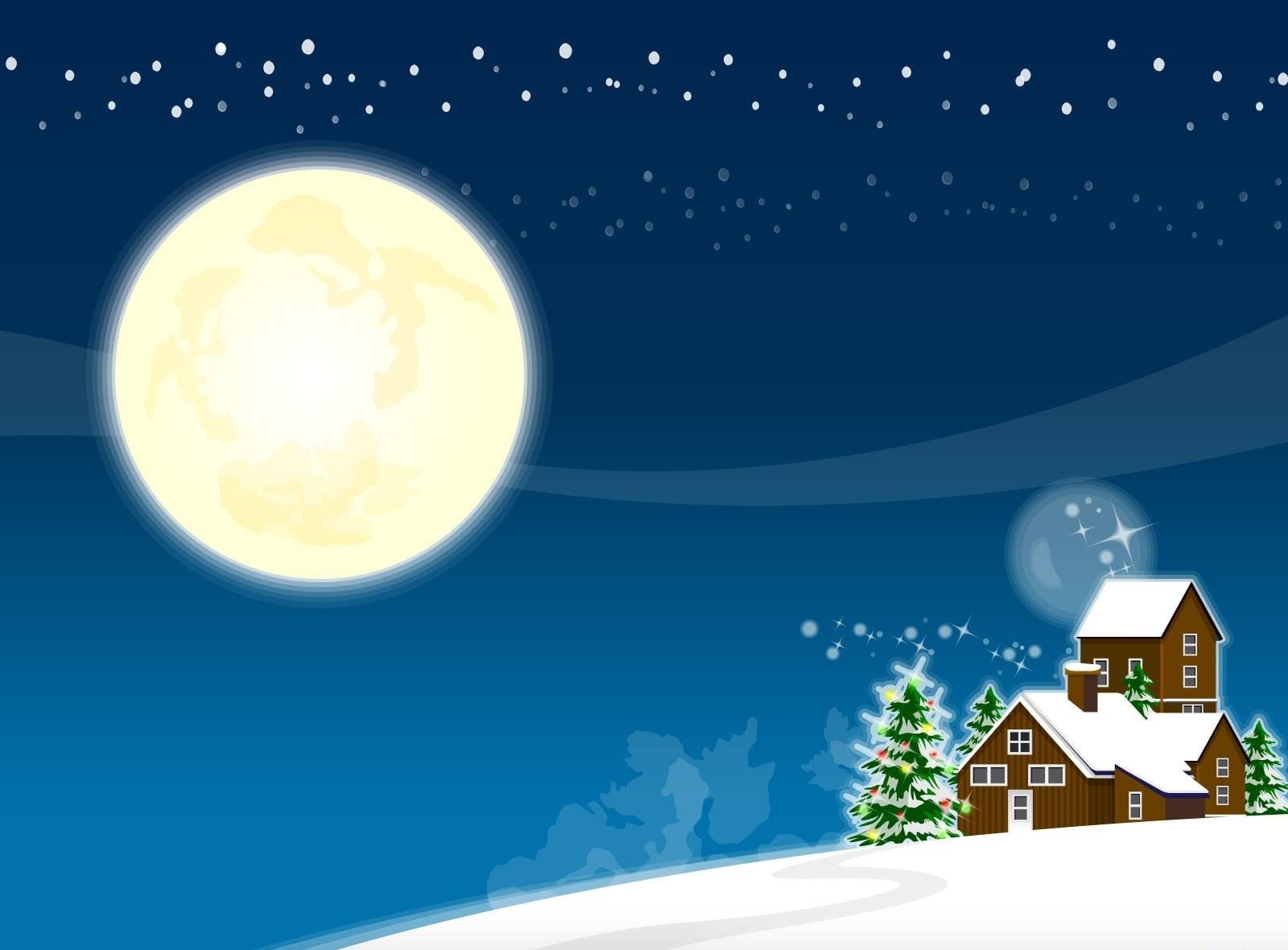 new year, 720P, space, full moon, building, blue, lighting equipment, built structure, cloud - sky, winter, architecture, backgrounds, clip, brown, christmas, HD Wallpaper