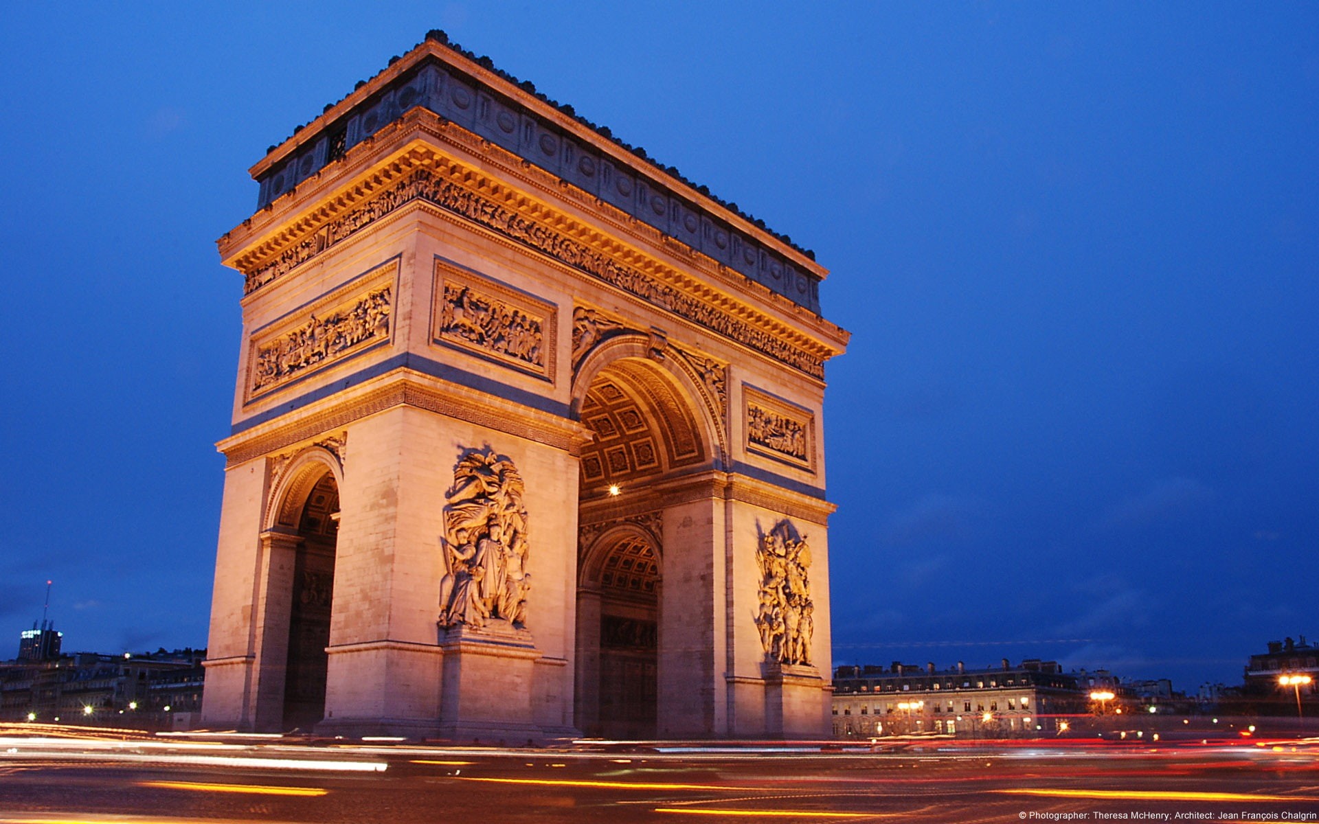 1080P, architecture, road, illuminated, transportation, speed, arch, de, blurred motion, triomphe, triumphal arch, nature, ornate, built structure, long exposure, HD Wallpaper