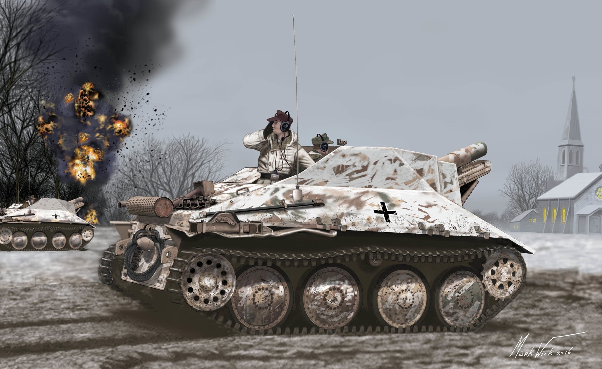 SAU, Germany, 15cm s. IG.33/2 (Sf) On the jagdpanzer 38(t), The Wehrmacht, Self-propelled howitzer, 1080P, HD Wallpaper