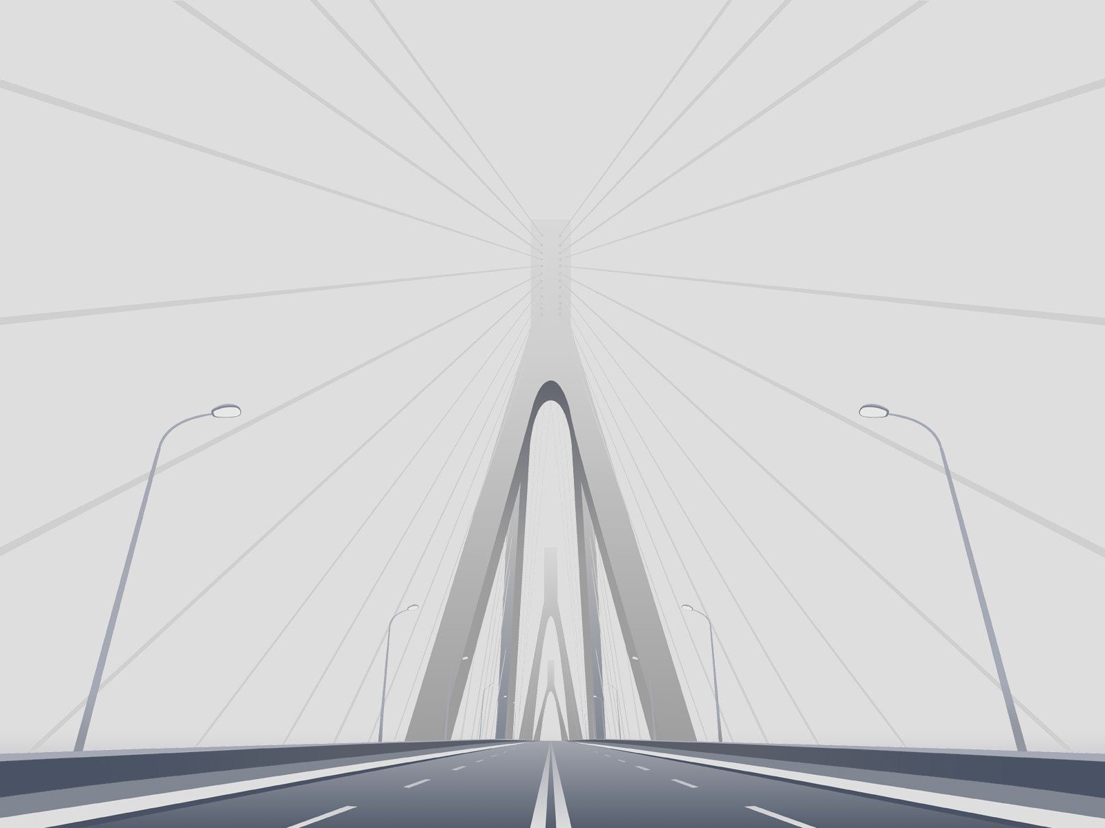 lamp, sky, skyscraper, nature, modern, clear sky, cable-stayed bridge, mode of transportation, connection, ropes, transportation, day, 720P, symmetry, HD Wallpaper