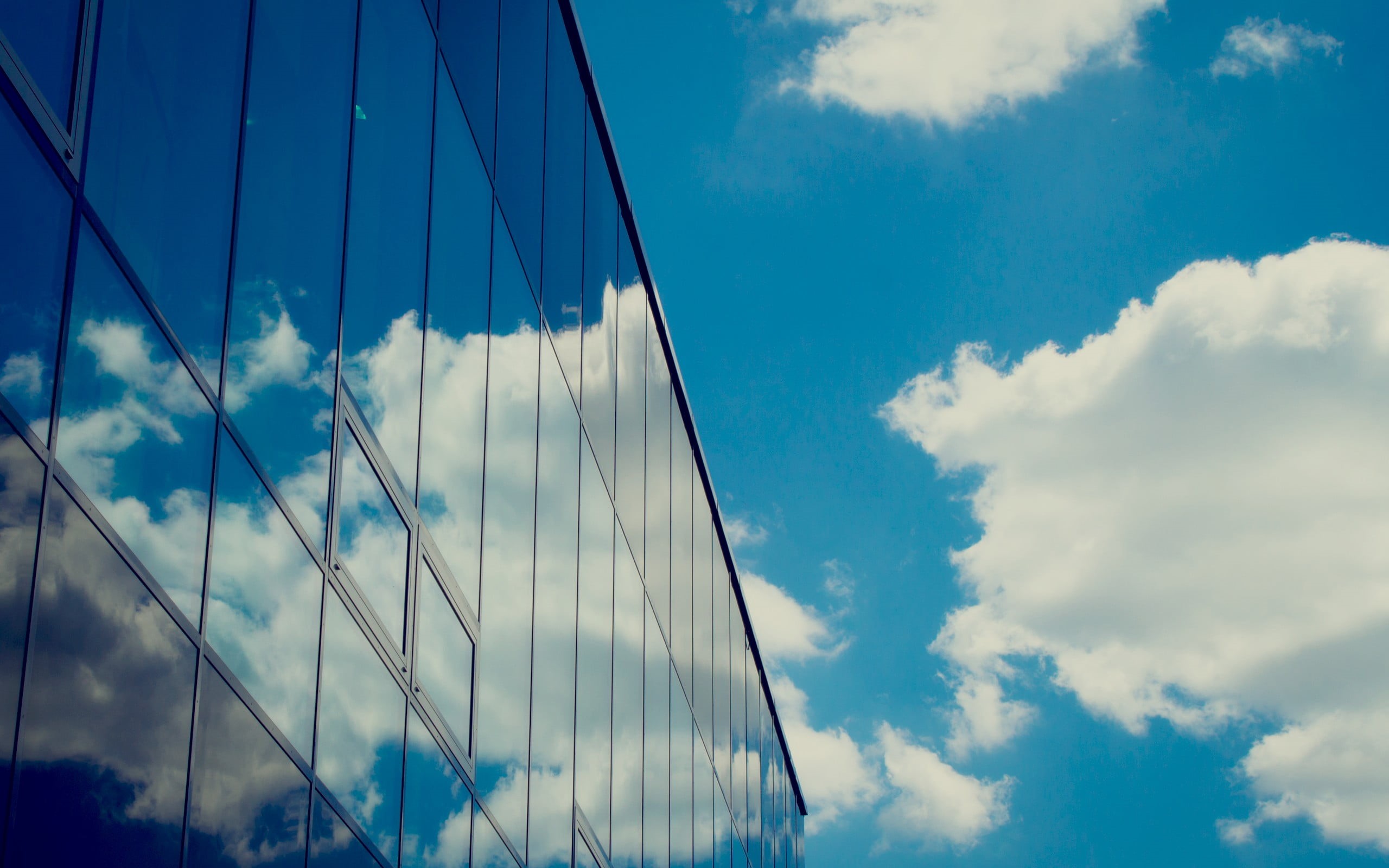 2K, no people, built structure, blue, suspension bridge, building exterior, cloud - sky, connection, glass - material, cable, clear, sky, modern, office, HD Wallpaper
