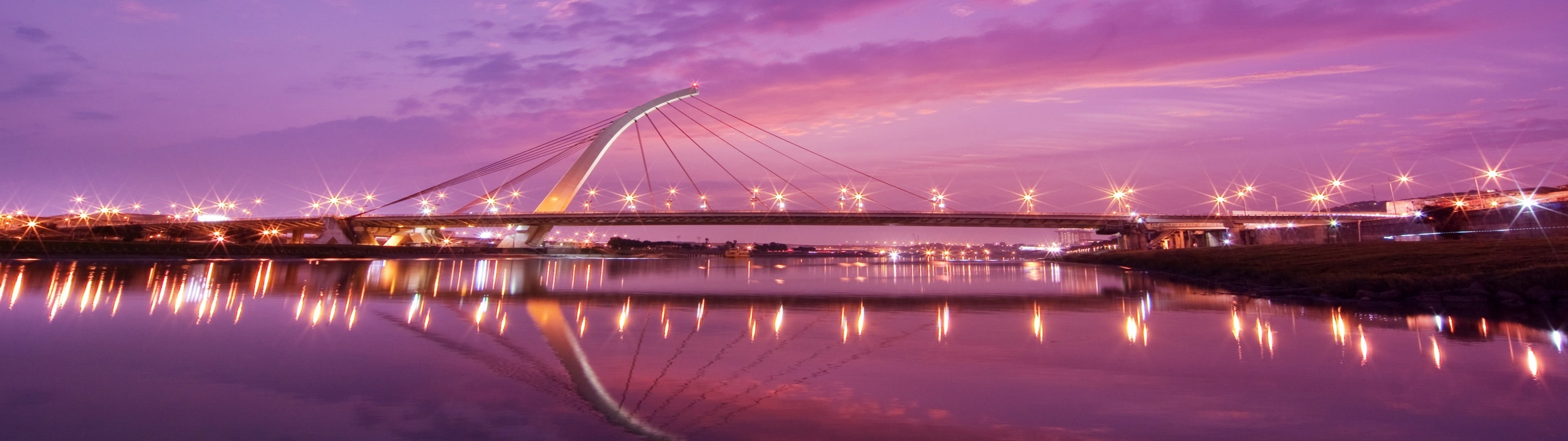 river, downtown District, urban Scene, 4K, night, China, nature, connection, sky, lights, steel, outdoors, city, cityscape, highway, body, building exterior, HD Wallpaper