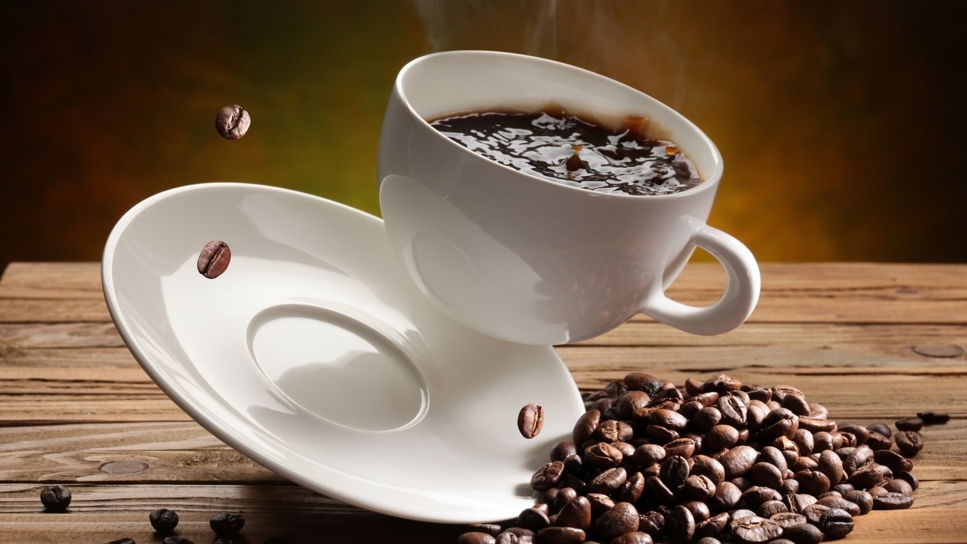 brown, indoors, mug, drink, refreshment, table, coffee - drink, food and drink, white, coffee, lid, close-up, food, crockery, coffee beans, bowl, wood - material, HD Wallpaper