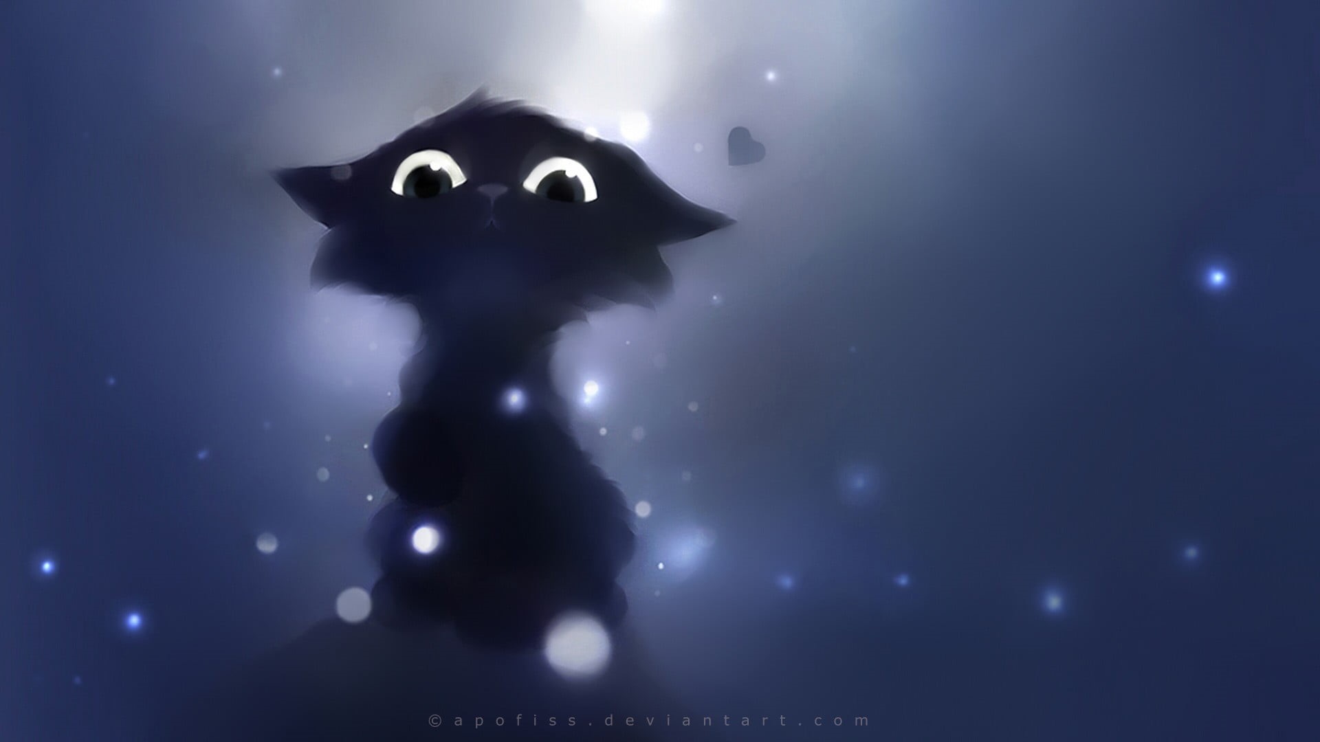 indoors, simple background, nature, black color, black, 1080P, mystery, mammal, no people, star - space, kitten, fantasy art, Apofiss, digital composite, HD Wallpaper