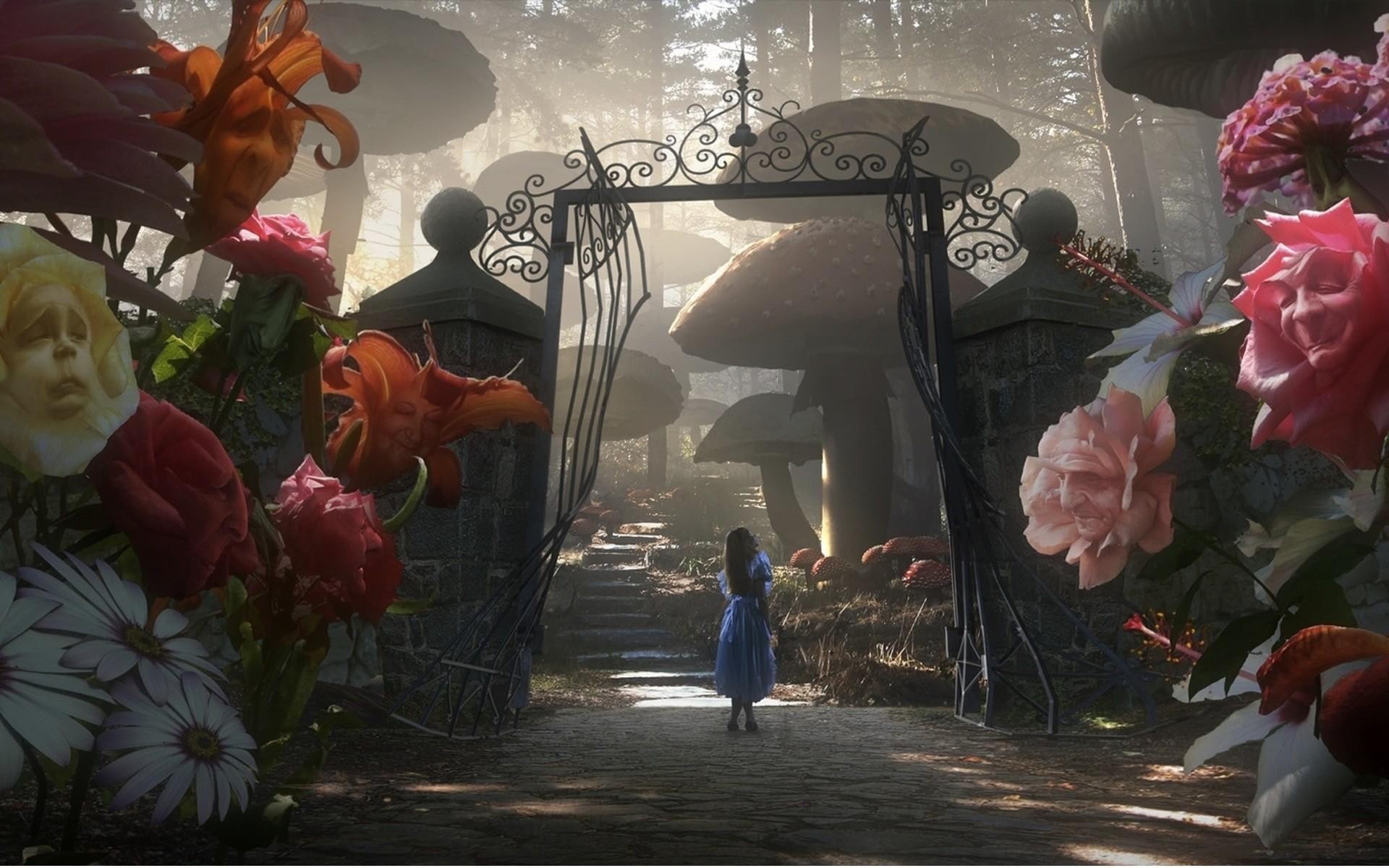 1080P, flowers, alice, burton, wonderland, tim, HD Wallpaper