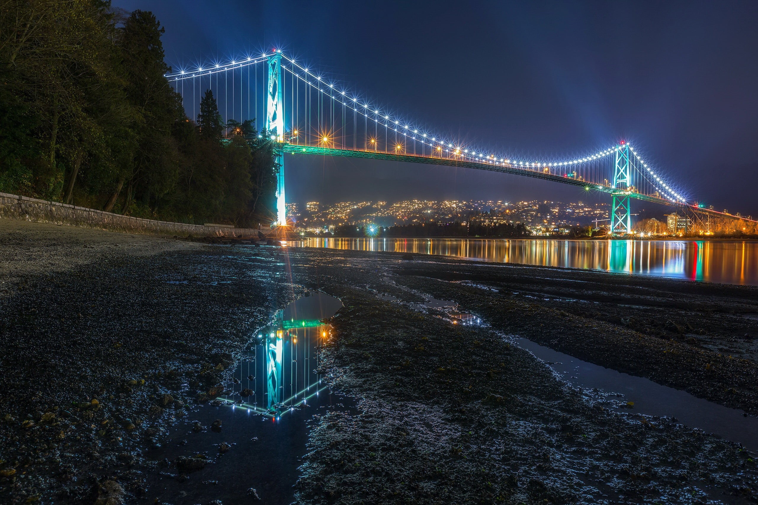 2K, BC Canada, Lions Gate Bridge, Vancouver, HD Wallpaper