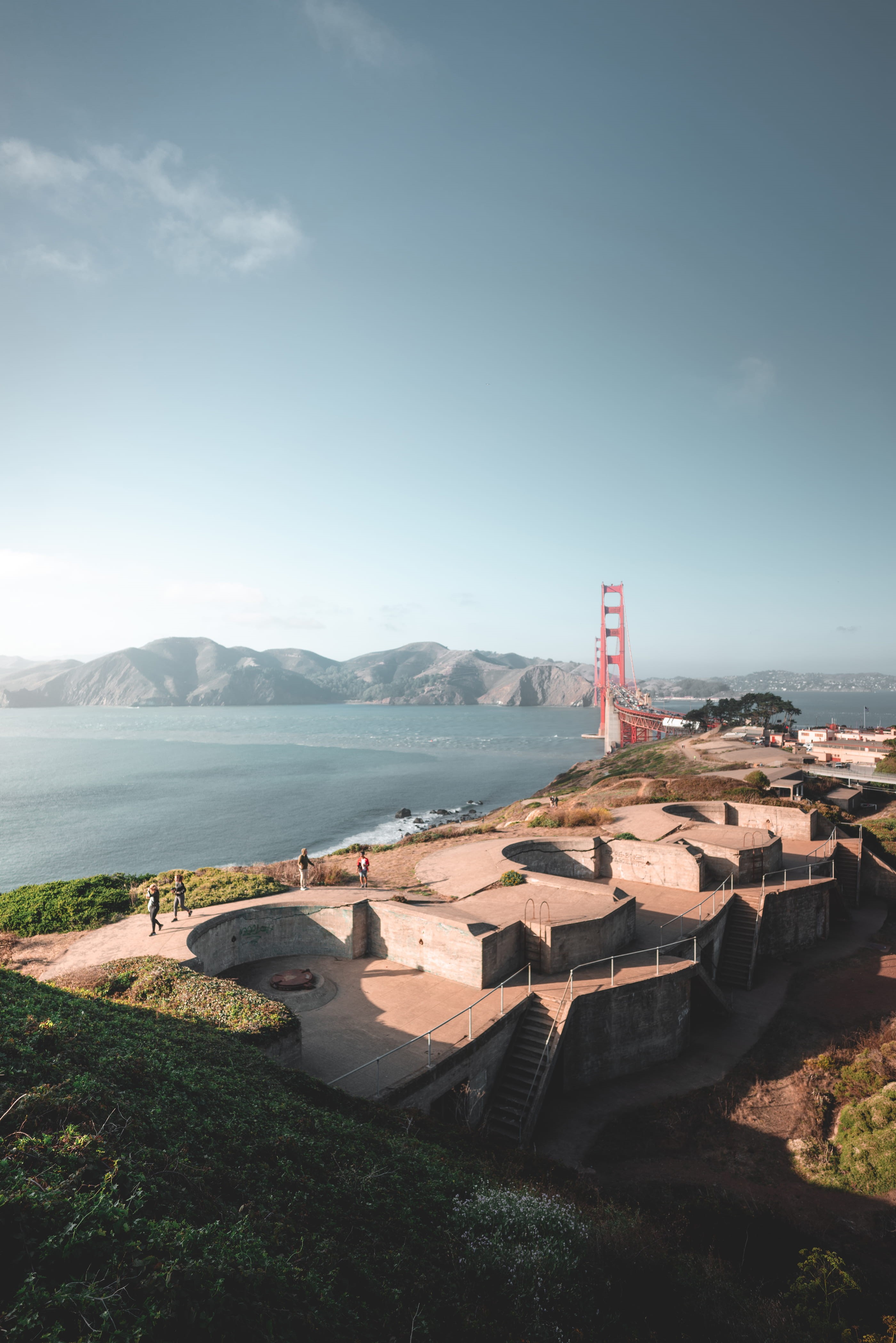 park, golden, cloud - sky, near, coast, no people, architecture, concrete, bell tower, nature, ocean, beacon, sunlight, high angle view, water, lighthouse, Phone HD Wallpaper