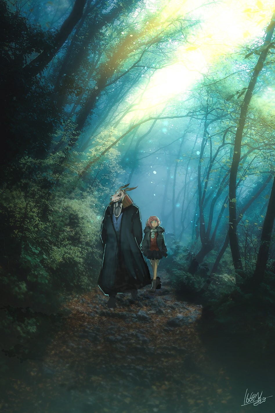 tree, women, Mahoutsukai no Yome, full length, outdoors, adult, mystery, day, clothing, land, fantasy, nature, 720P, forest, one person, cape, growth, Phone HD Wallpaper