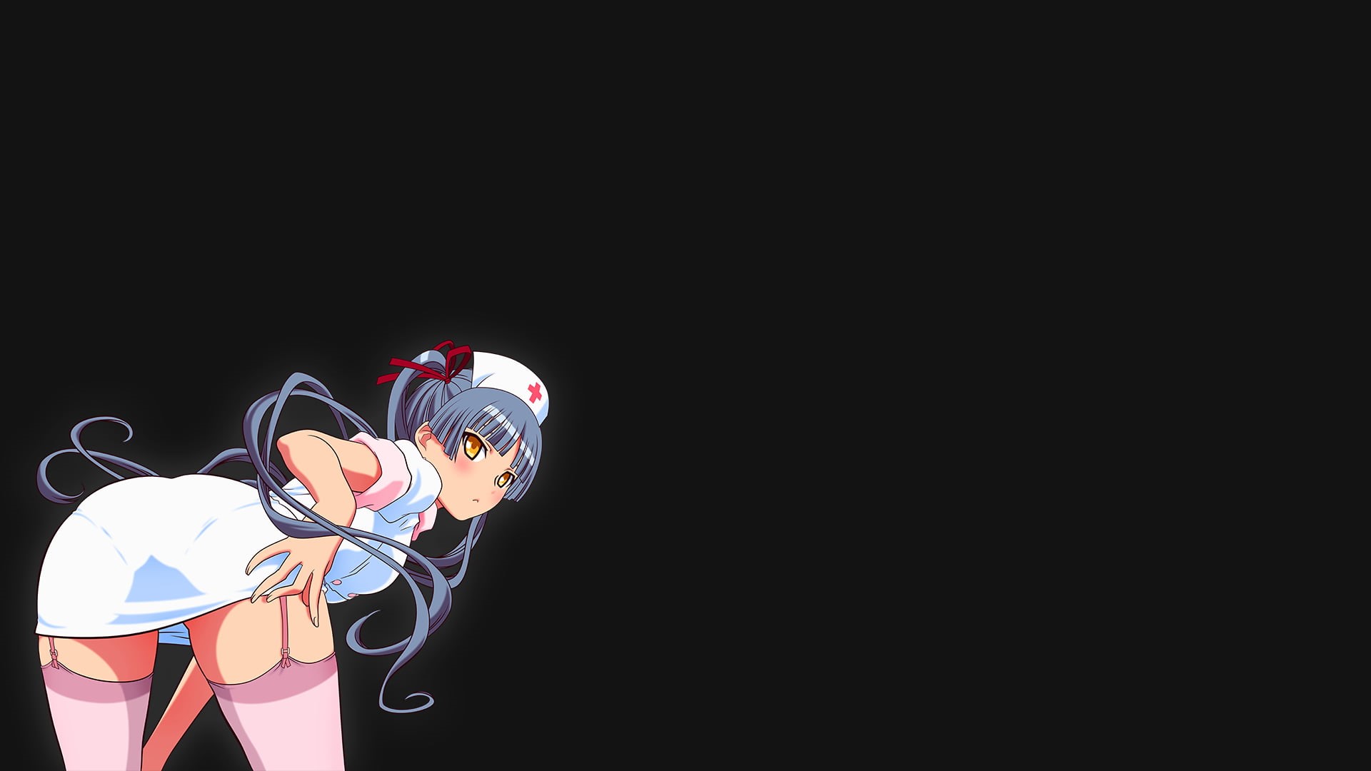 garter straps, Shinōji Matsurika, stockings, nurse outfit, Maria † Holic, 1080P, HD Wallpaper
