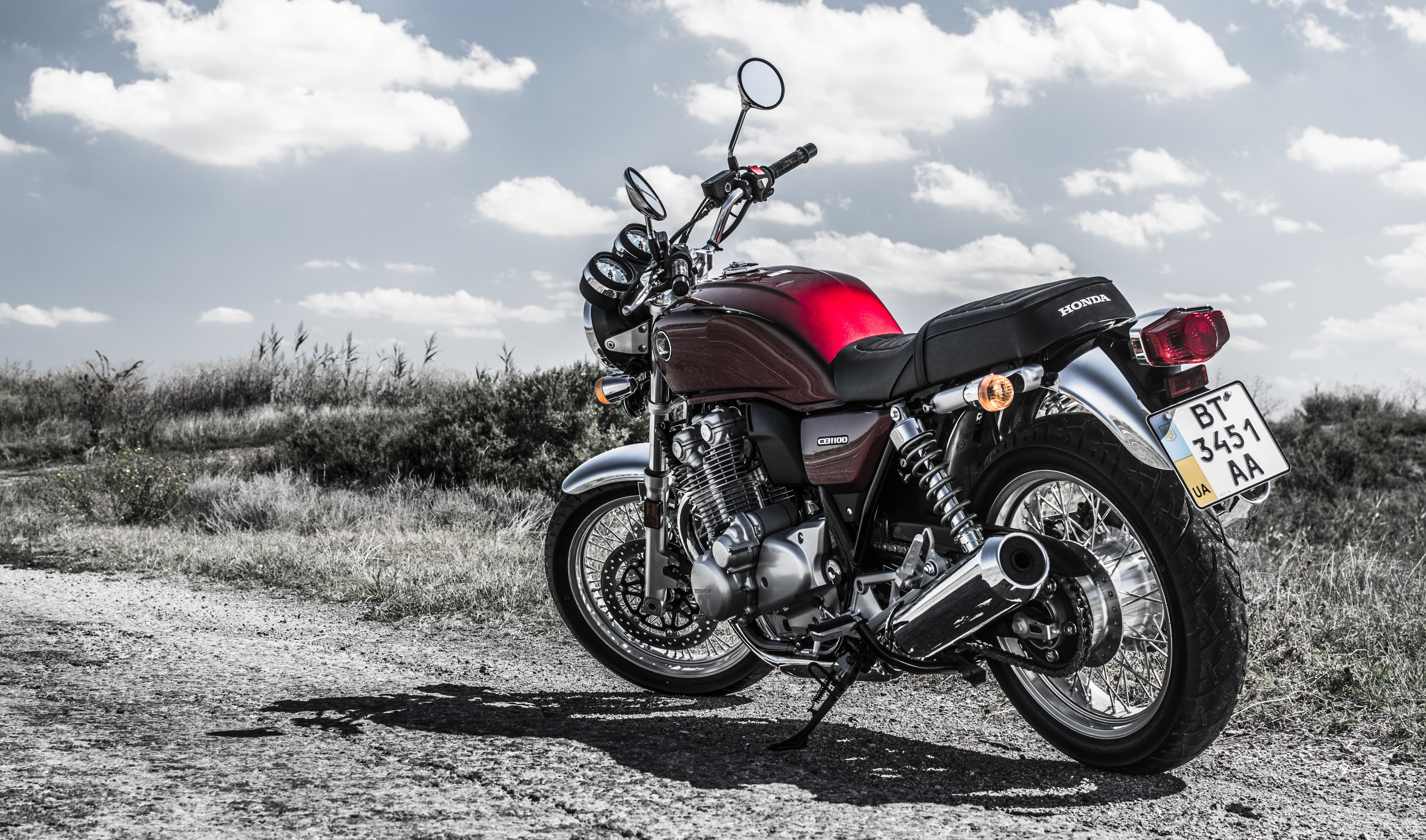 5K, Moto., land Vehicle, motocross, motorsport, sky, mode of transportation, transportation, wheel, plant, land, black, motorcycle, Honda cb1100, action, HD Wallpaper