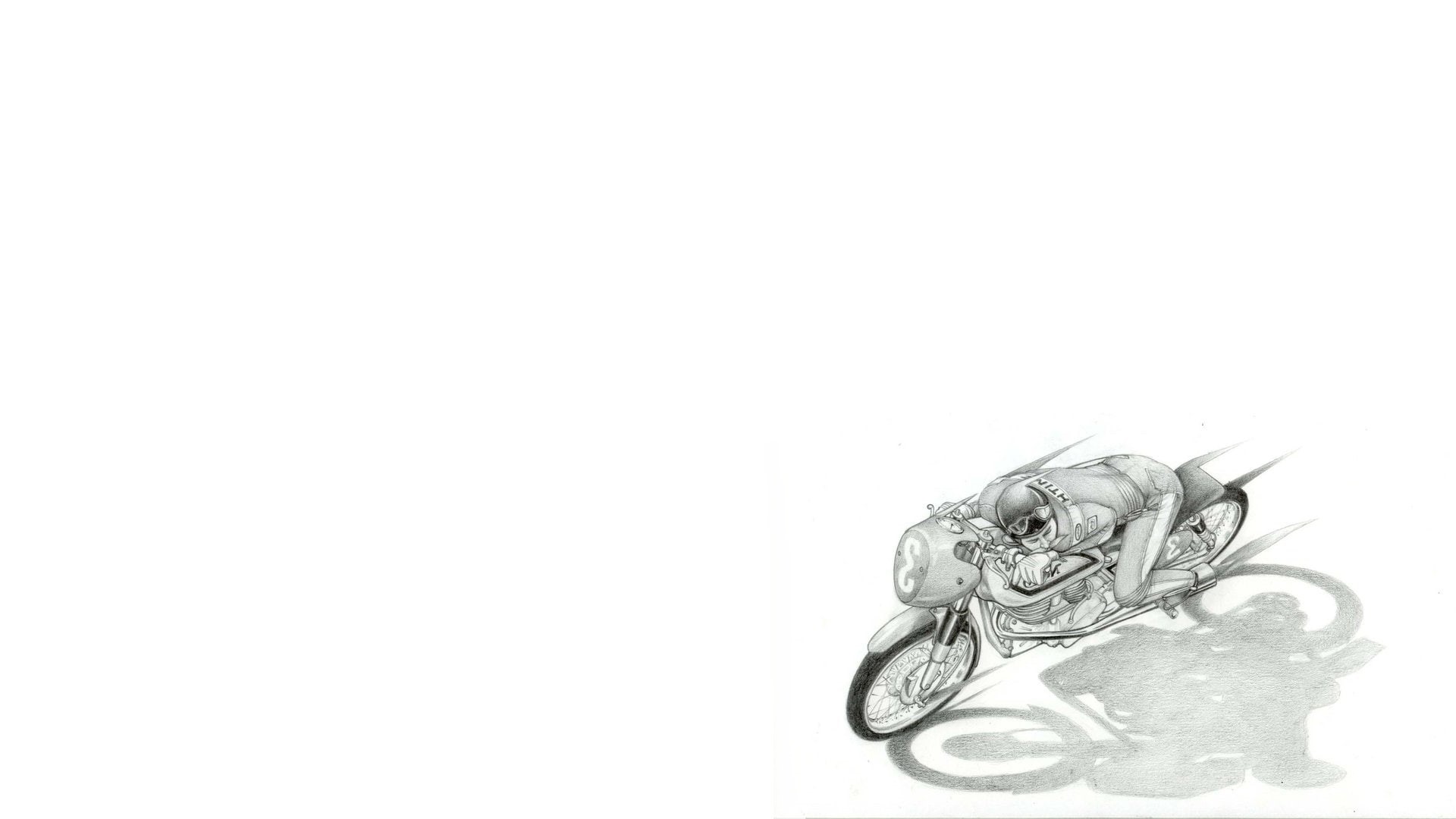 drawing, racer, digital/artwork, white, minimal, motorcycle, cafe, 1080P, hd, HD Wallpaper