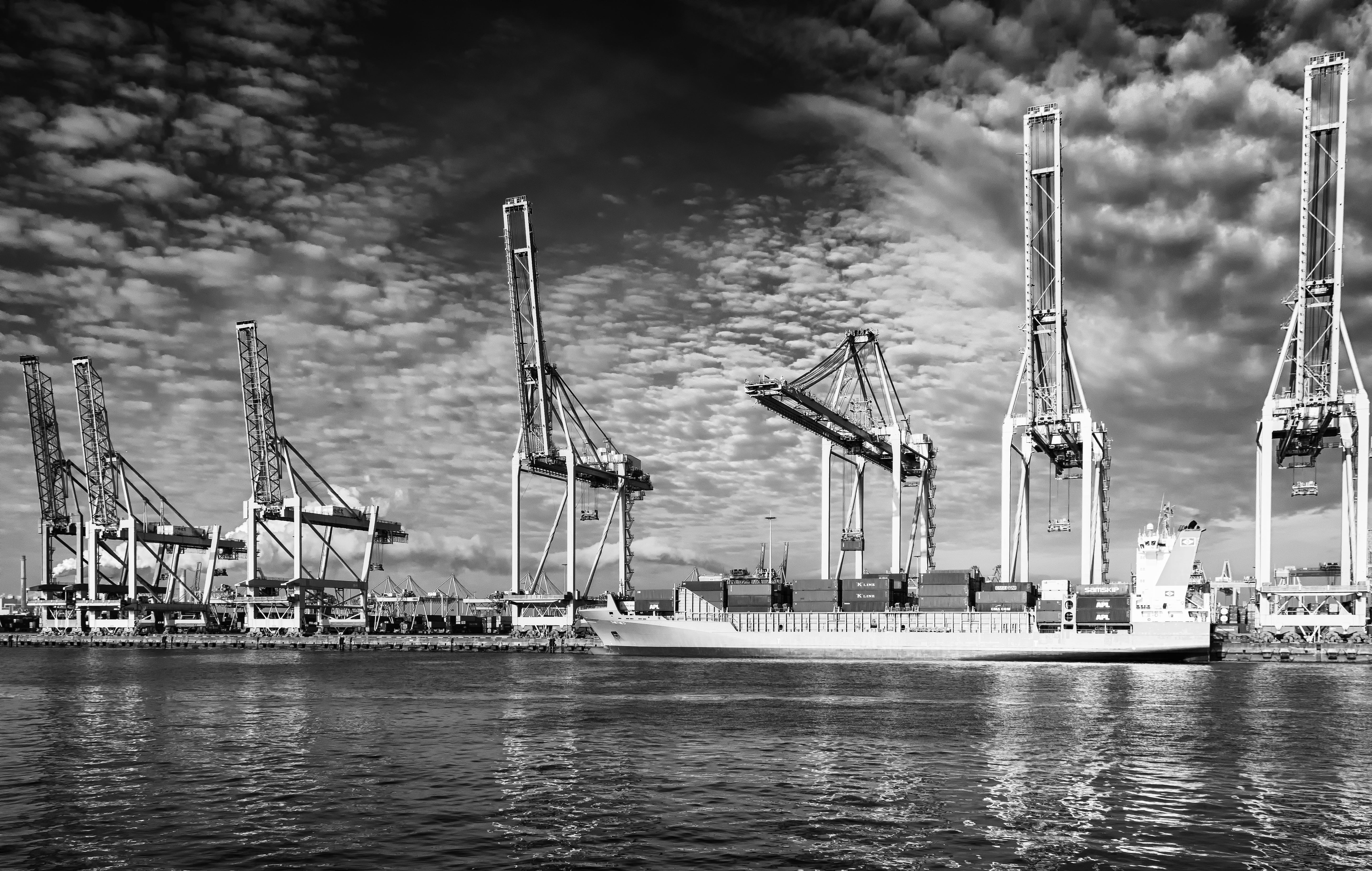 nautical vessel, 5K, construction equipment, crane, Crane, holland, nature, cargo handling, transport, Ship, crane - construction machinery, Port, port, HD Wallpaper