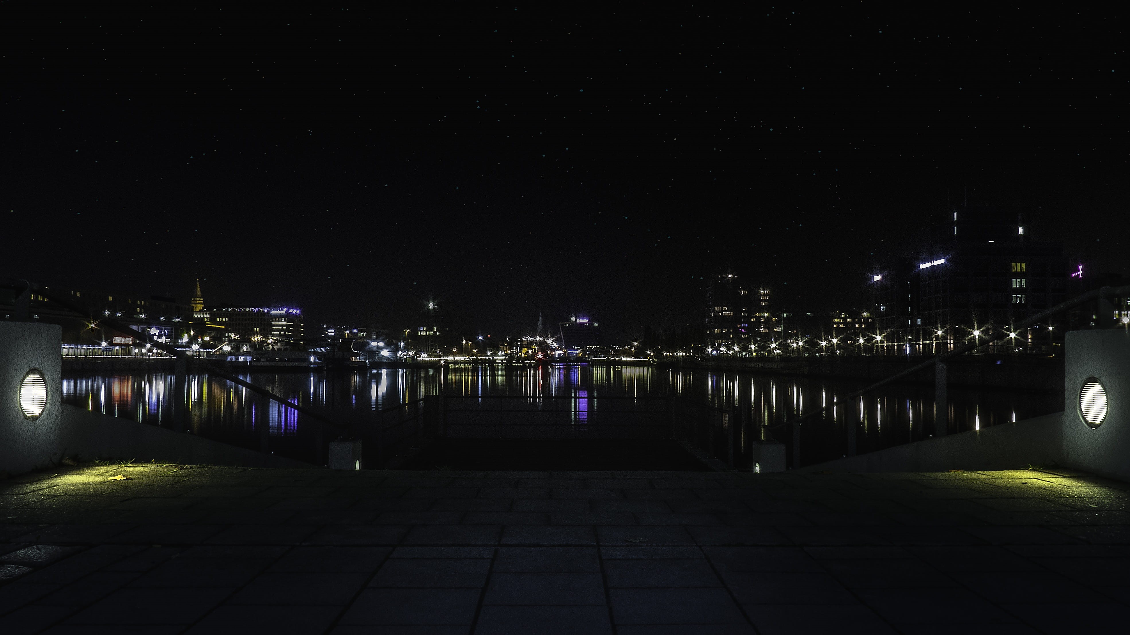 Kiel, bridge - man made structure, seafaring, ship, river, travel destinations, night photo, investors, sky, mirroring, no people, city, illuminated, reflection, HD Wallpaper