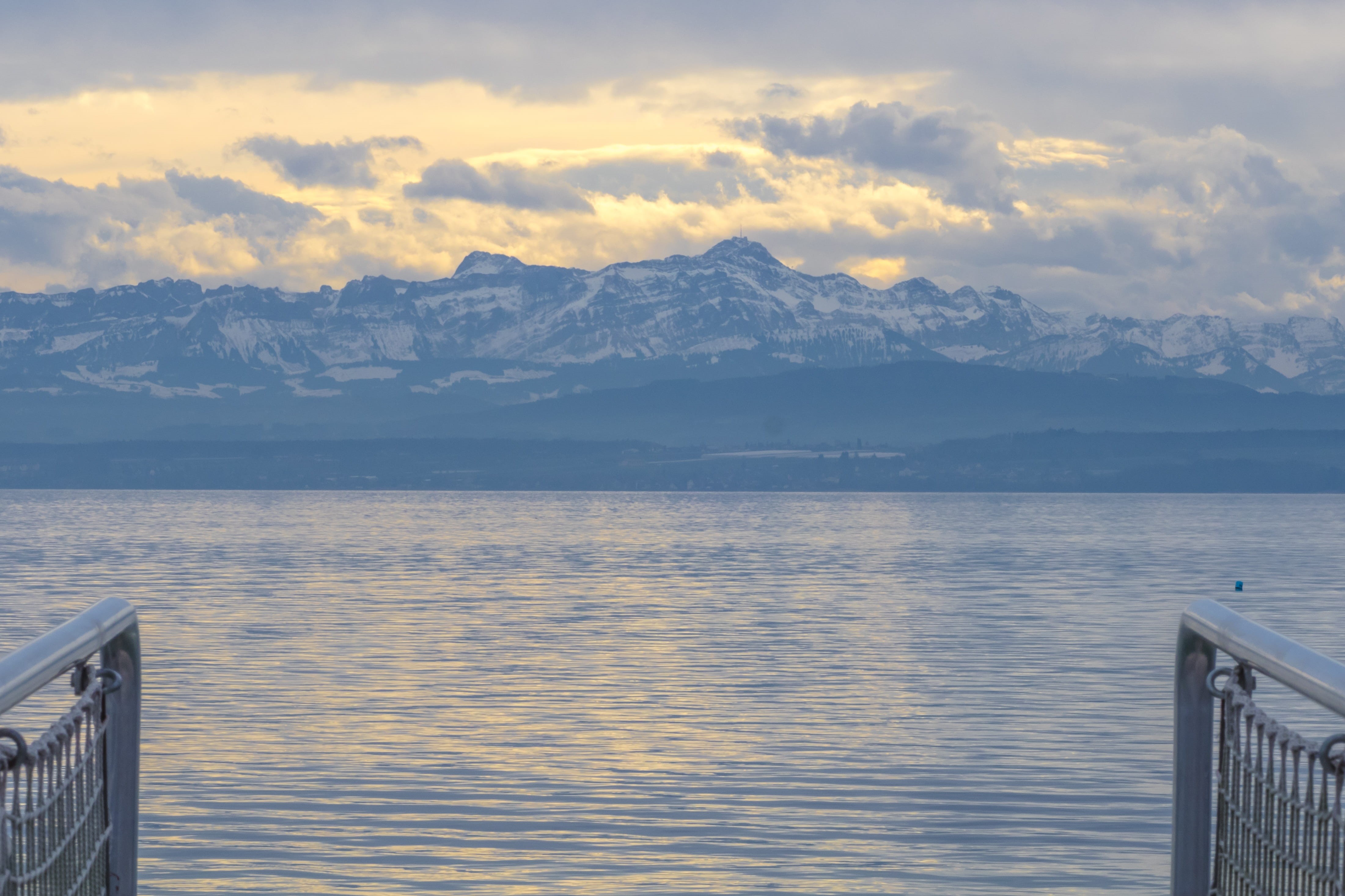 sky, mountain, Web, mood, jetty, boardwalk, blue, weather, snowcapped mountain, rest, bank, dryer weather, romantic, hairdryer, scenics, Water, mountains, HD Wallpaper