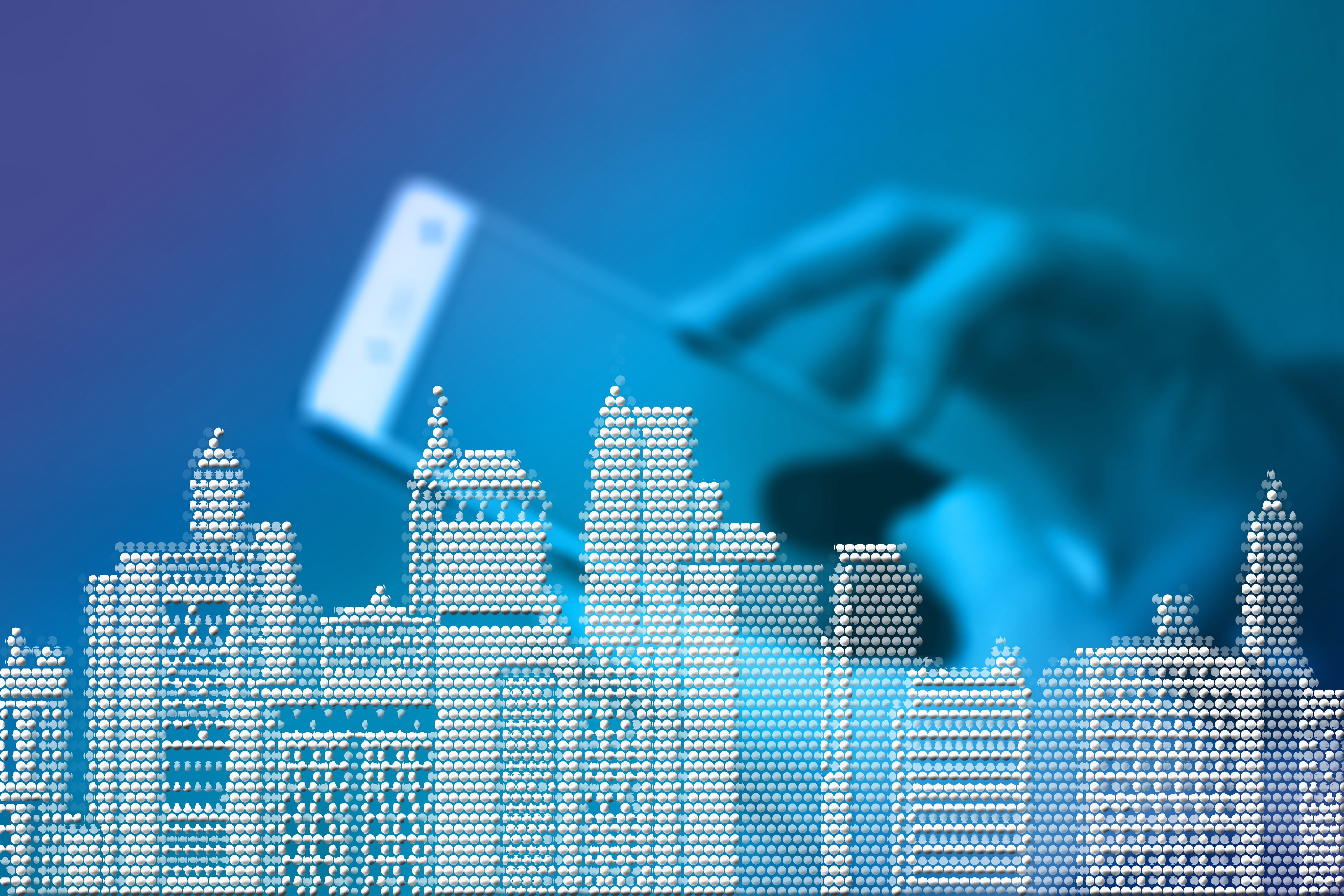 house technology, business, houses, blue, graph, budget, modern, smart home, finance, abstract, corporate business, smarthome, stock market data, office building exterior, HD Wallpaper