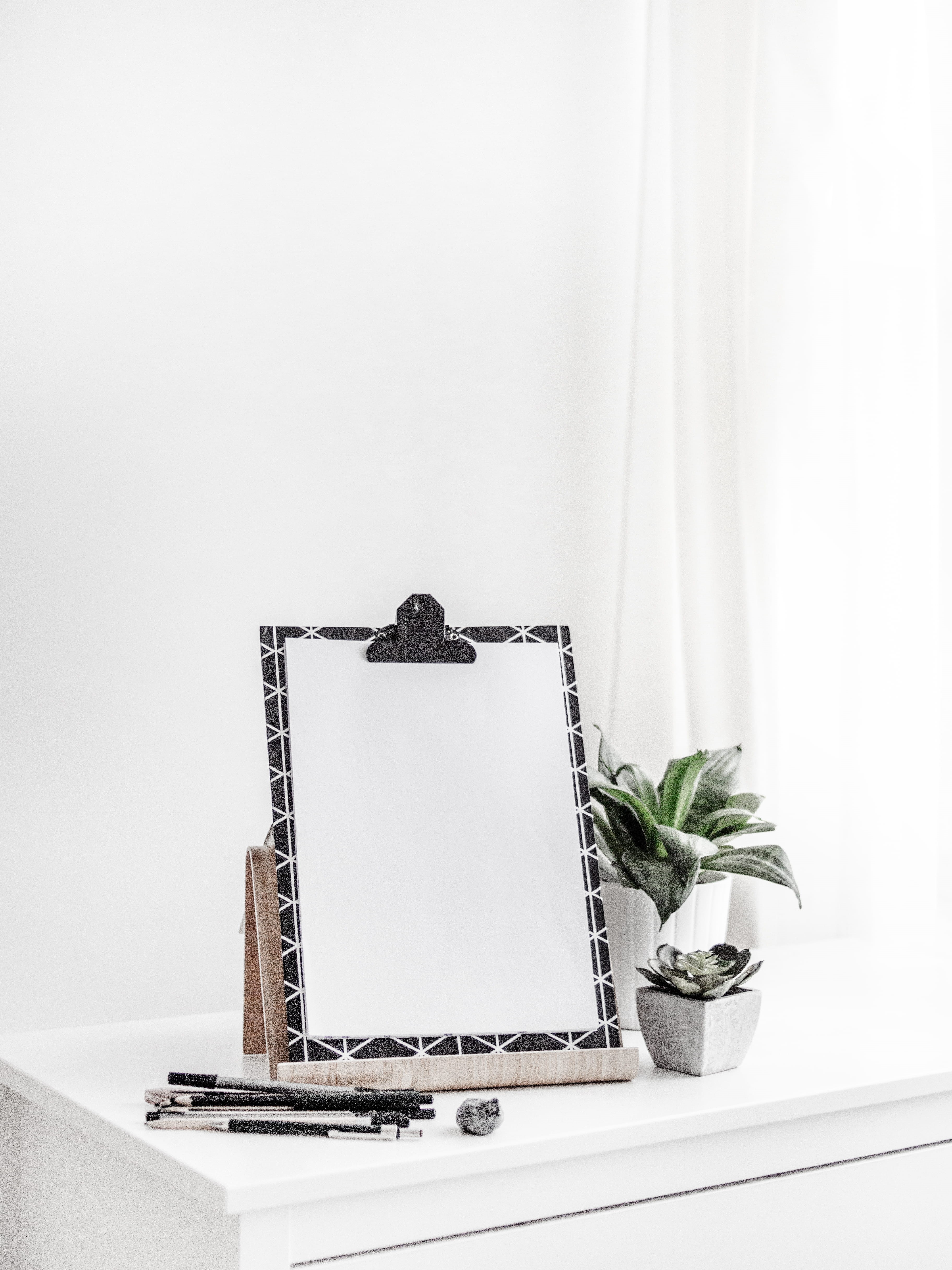 white color, mockup, houseplant, window, plants, technology, still life, no people, white, blank page, 4K, wooden, laptop, indoors, leaf, sheet of paper, Phone HD Wallpaper