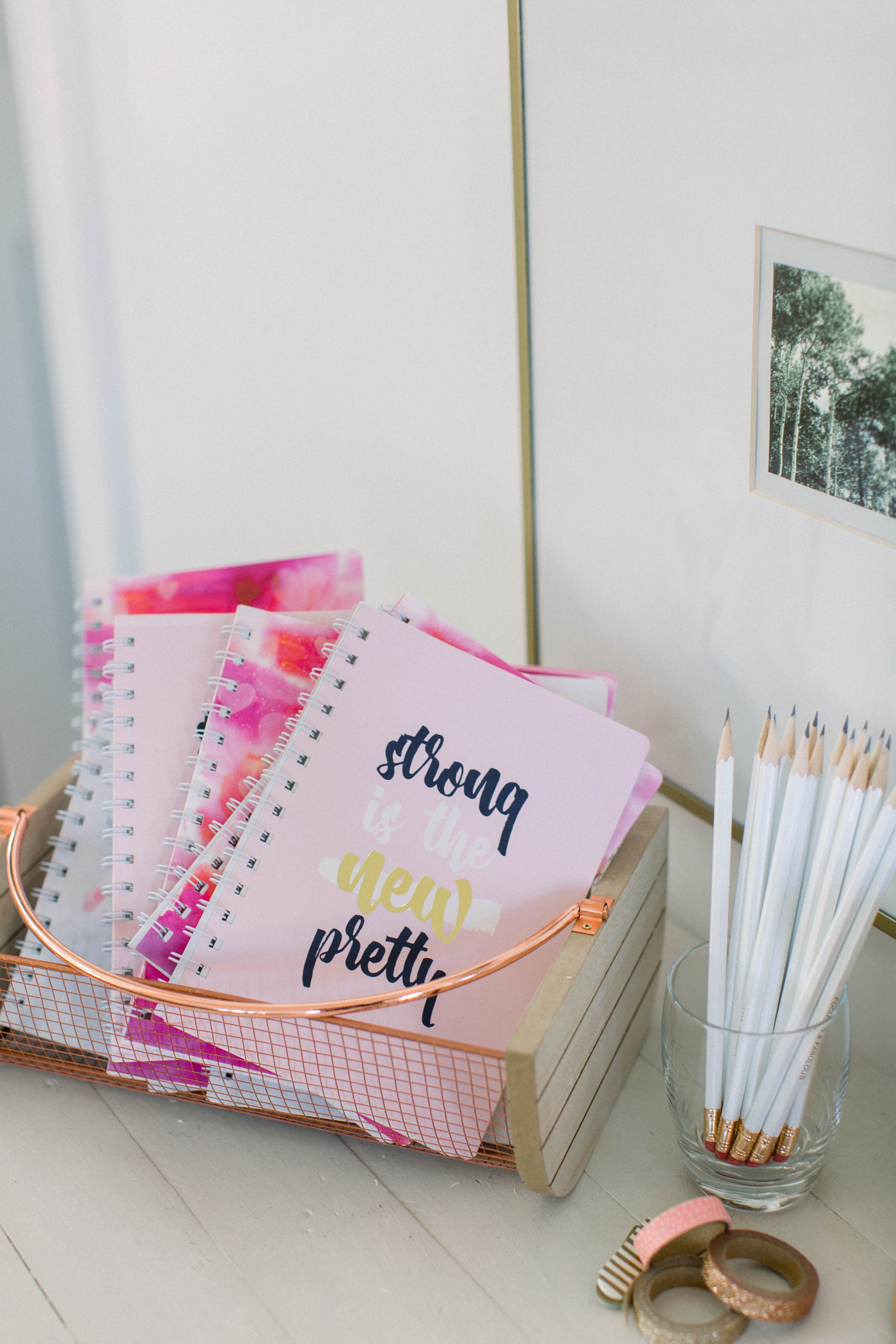 box, still life, desk, calendar, file folder, home interior, pink color, pencil, 5K, mail, wall - building feature, education, bag, file binder, shelf, Phone HD Wallpaper