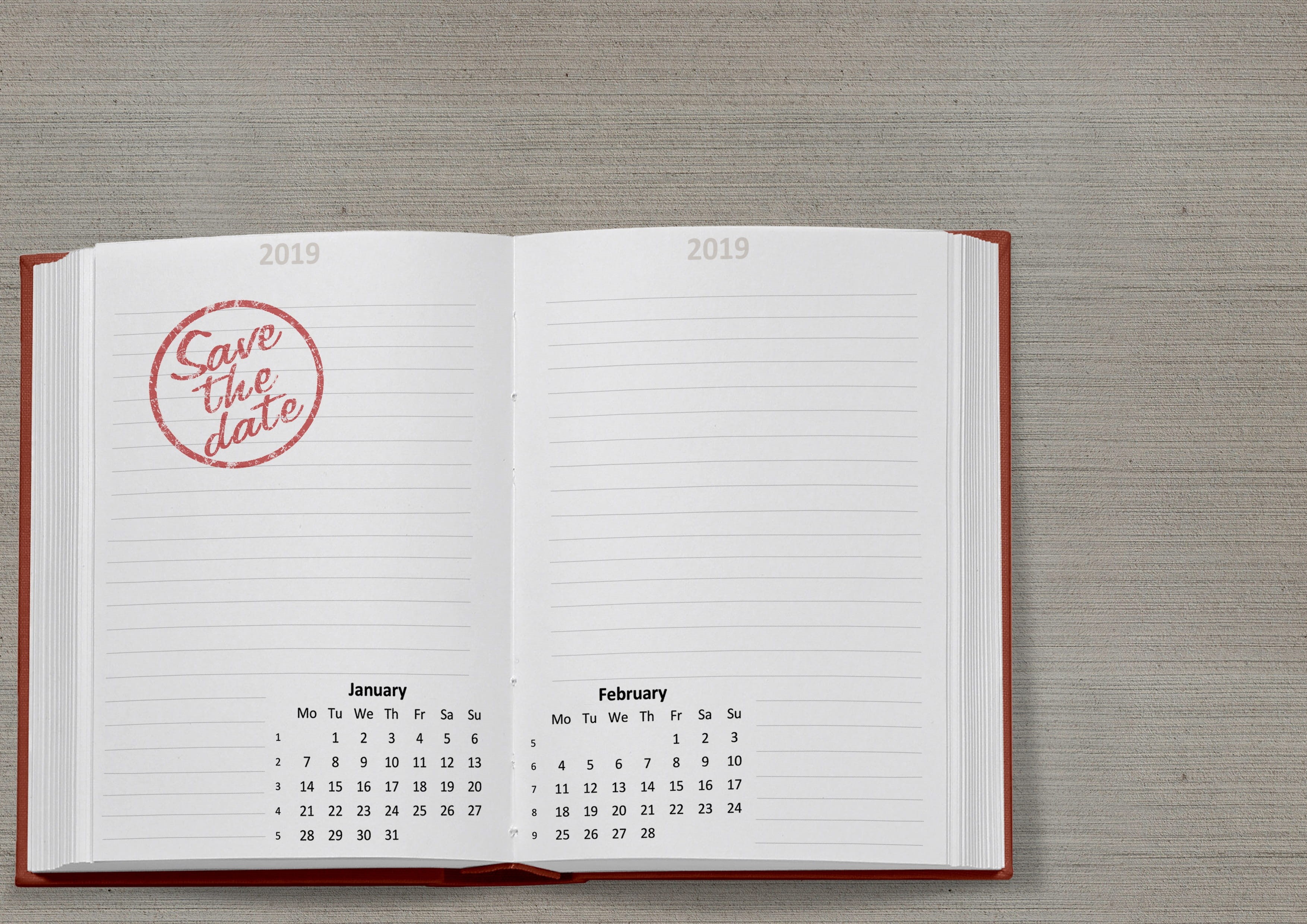 publication, blank, still life, calendar, information, date, agenda, plan, white color, paper, notebook, 2K, page, month, 2019, desk, conference, no people, HD Wallpaper