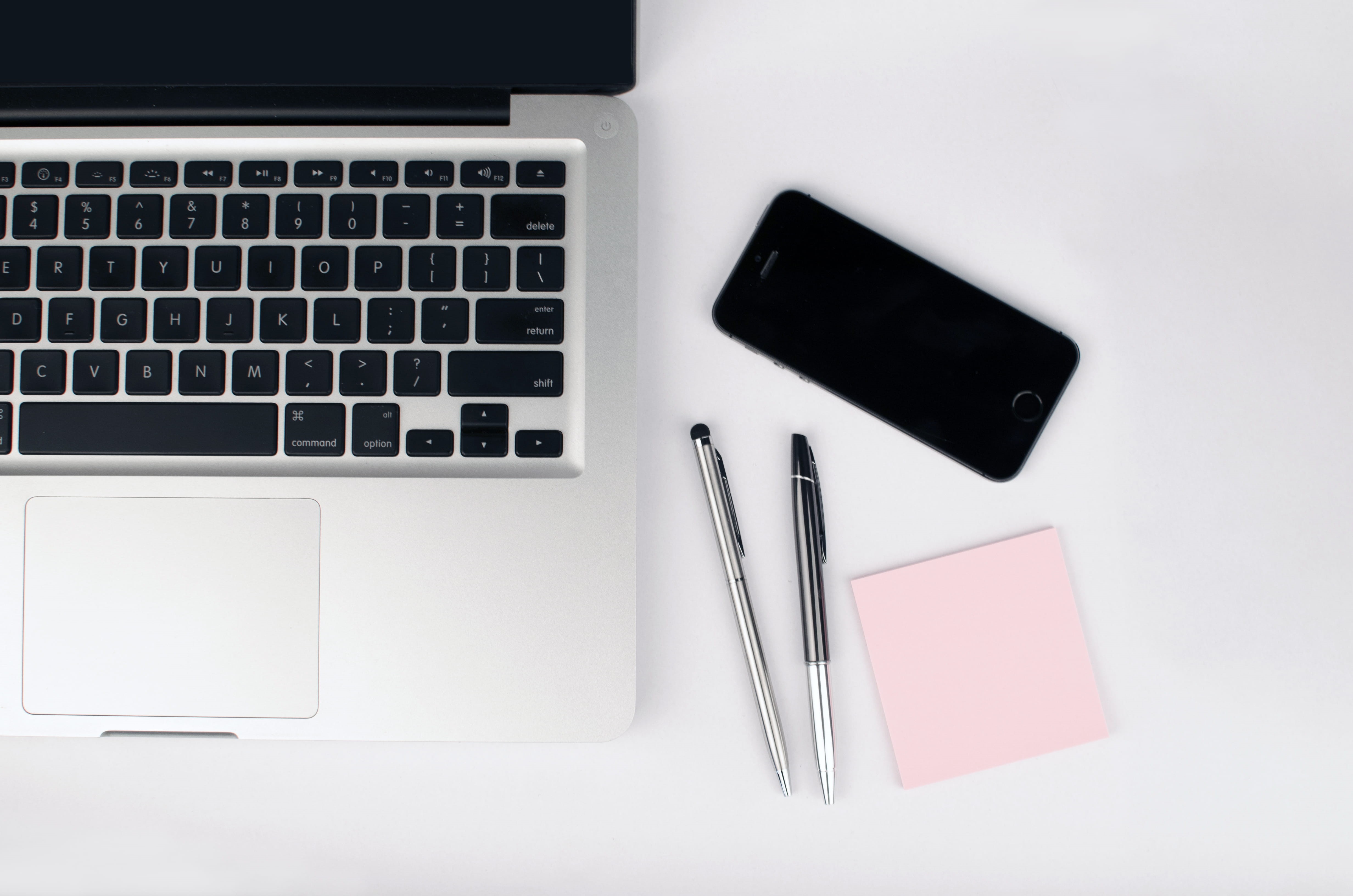 modern, blank, contemporary, technology, 4K, stuff, keys, computer equipment, computer keyboard, desk, pen, table, macbook pro, computer, electronics, HD Wallpaper