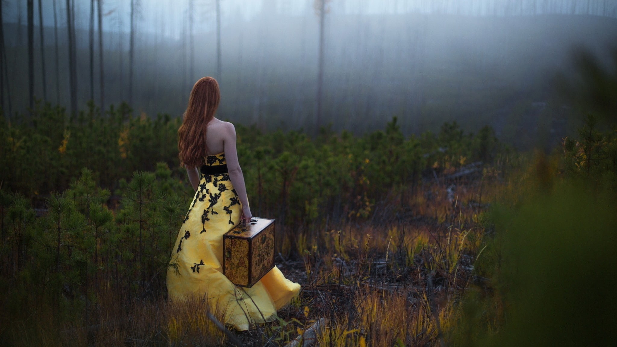 suitcase, model, women, 1080P, HD Wallpaper