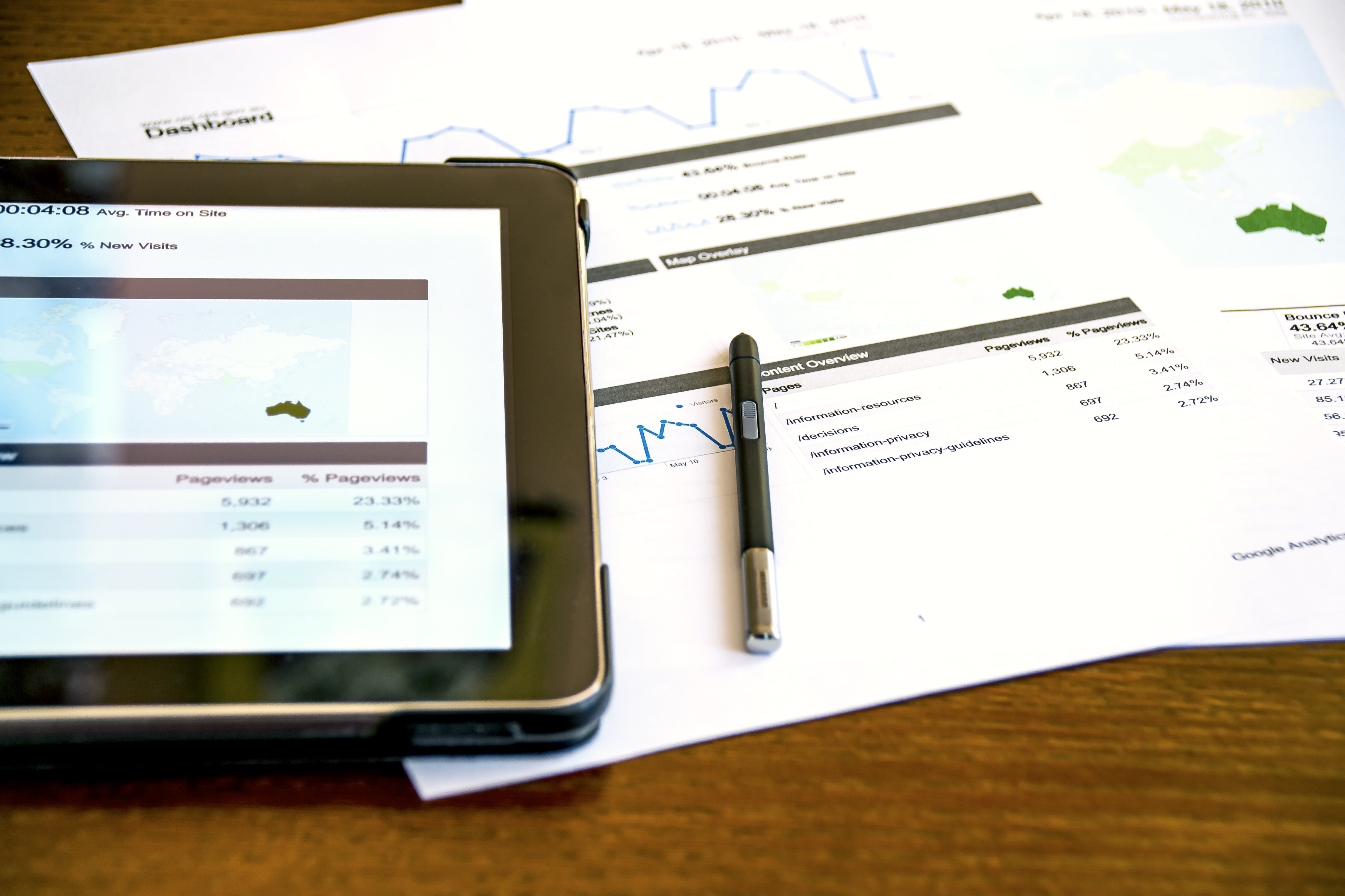 near, work, corporate business, black, workspace, table, gadgets, reports, computer, desk, turned, statistics, no people, wooden, paperwork, digital tablet, HD Wallpaper