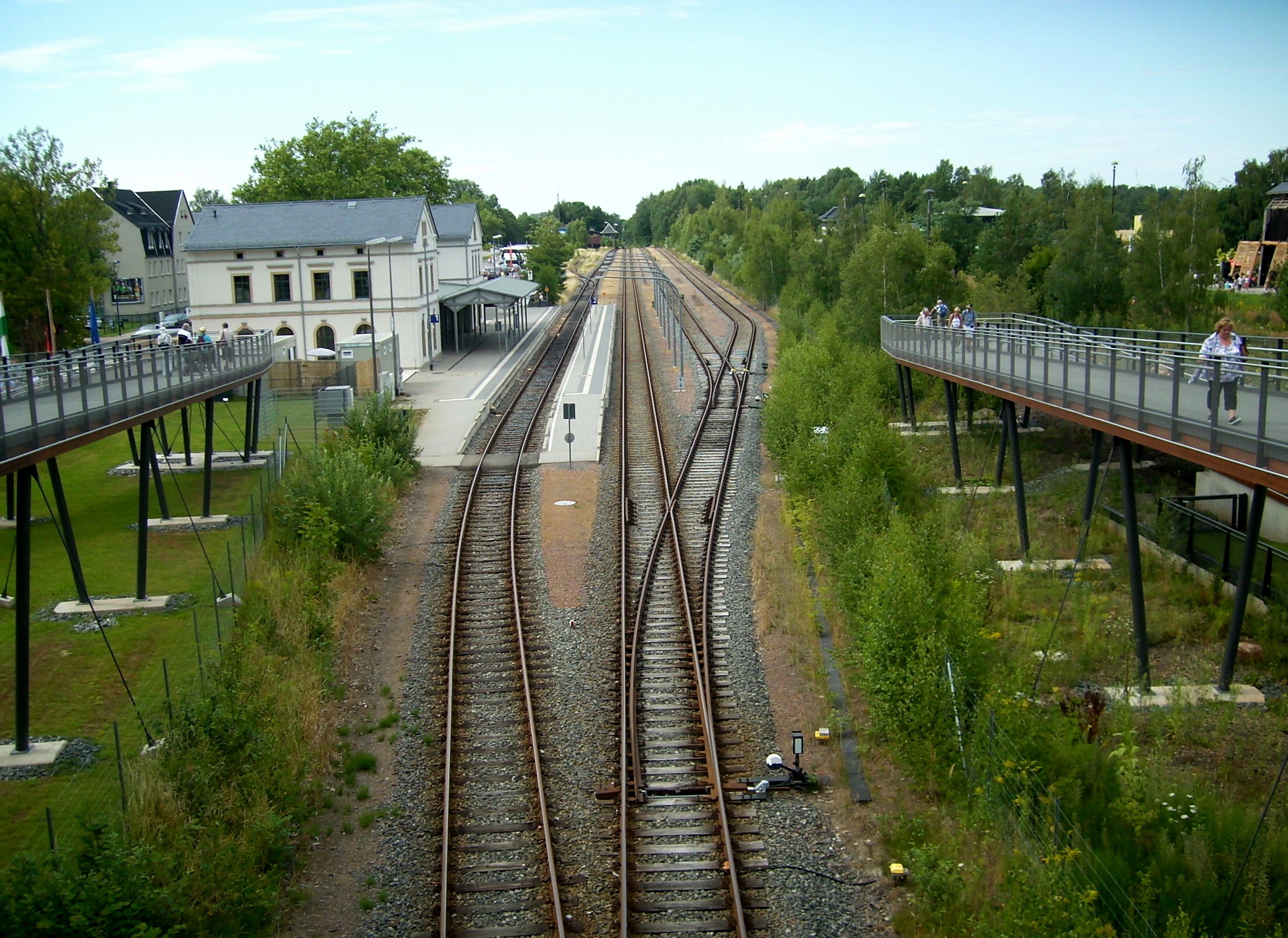 high angle view, connection, seemed, day, building exterior, sky, shunting yard, built structure, no people, transportation, railway station, traffic, railway, HD Wallpaper