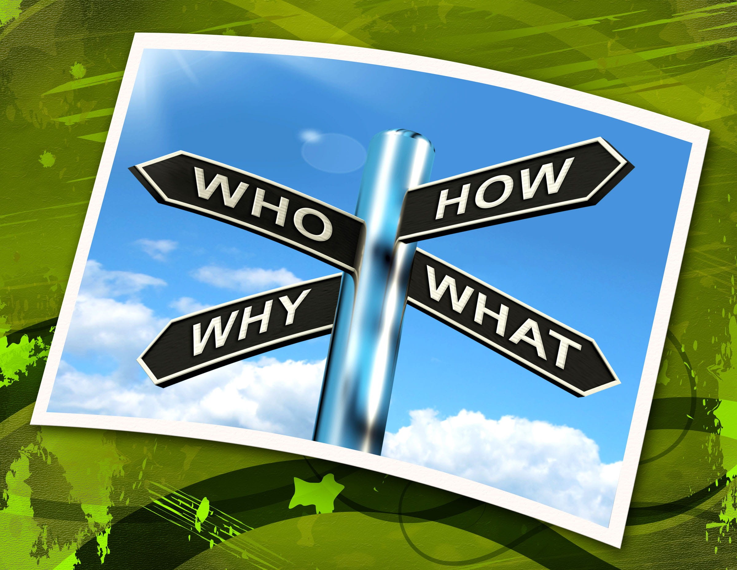 meaning, sign, research, corporate business, choice, finance, cloud - sky, road, symbol, inquire, signpost, analyse, guidance, who, investigate, green color, HD Wallpaper