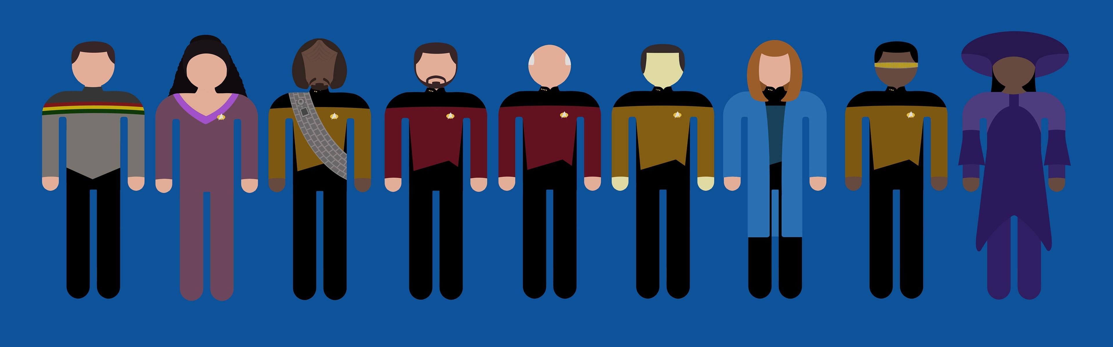 the next generation, multi colored, panoramic, USS Enterprise (spaceship), studio shot, people, in a row, exclusion, men, bar graph, adult, blue, males, HD Wallpaper