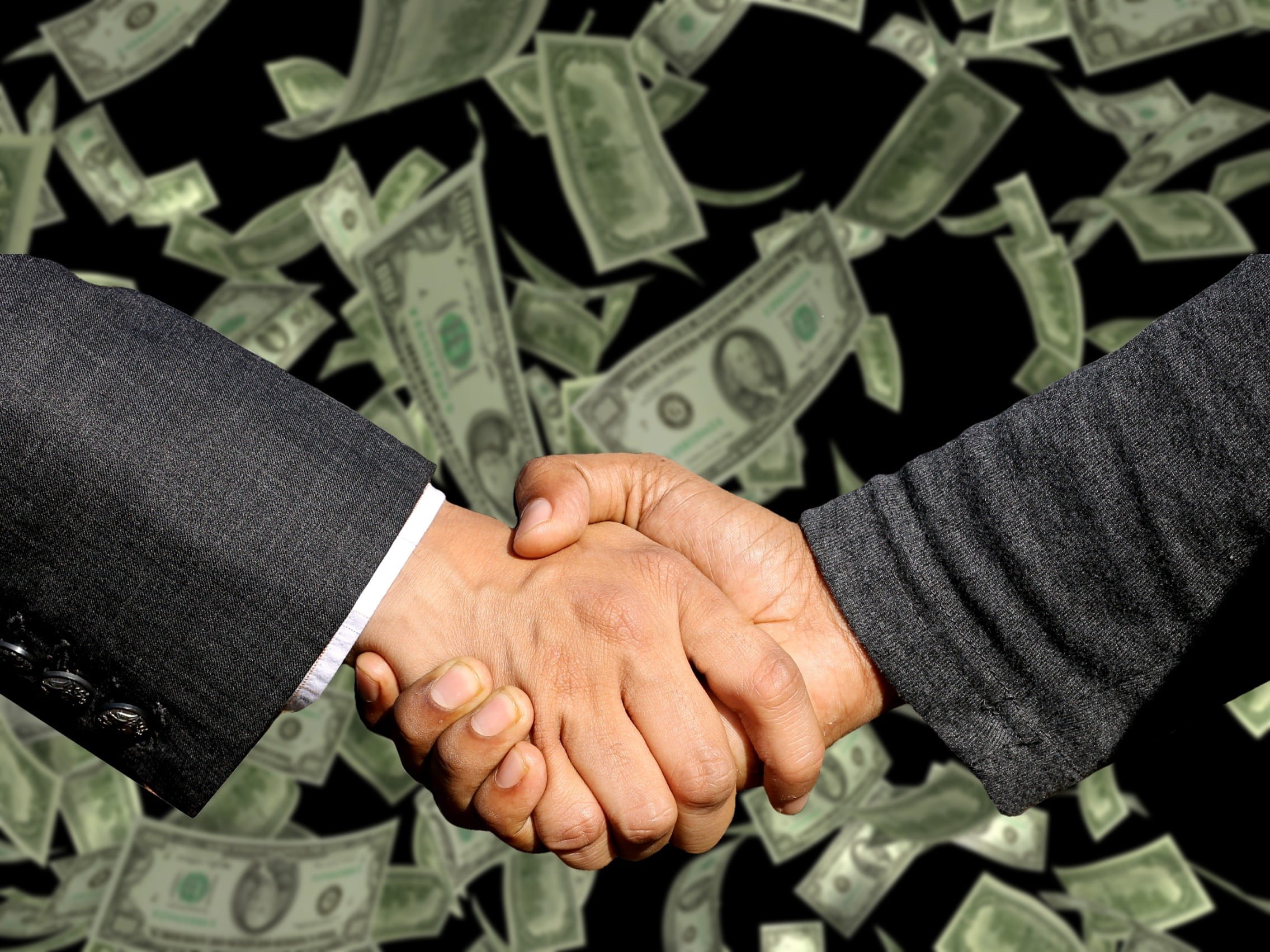partnership - teamwork, forex, money, profit, coworker, 1080P, hand, adult, commercial, togetherness, two people, paper currency, businessman, sell, handshake, HD Wallpaper