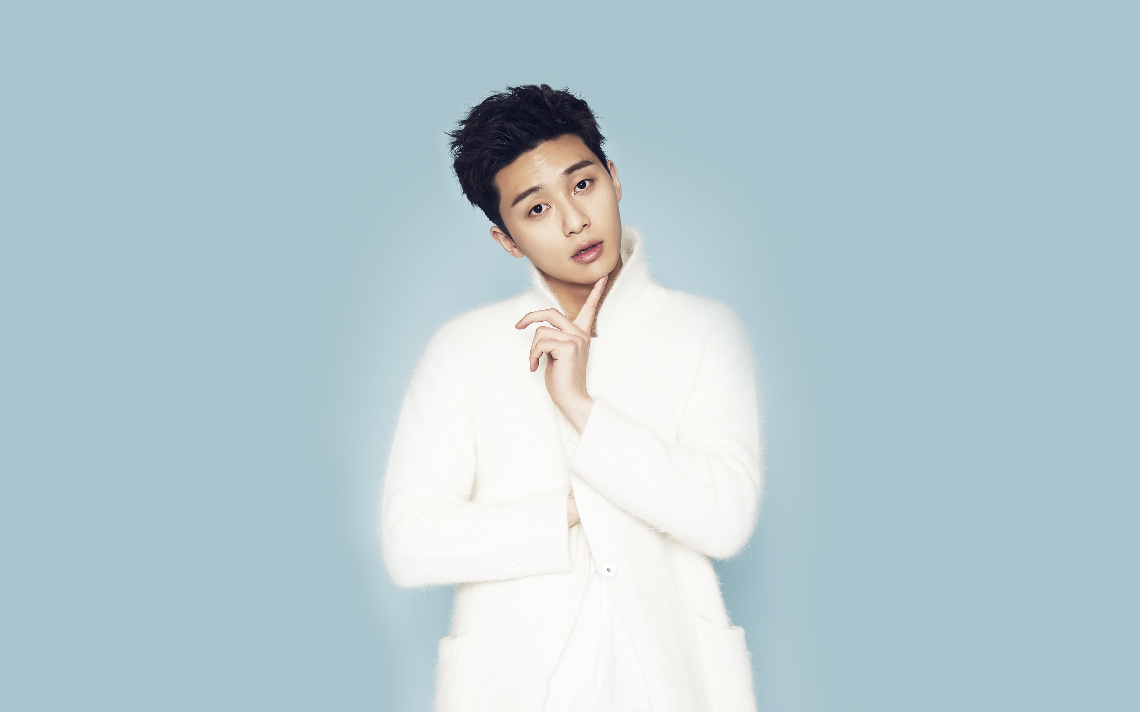 contemplation, kpop, copy space, blue background, handsome, seo, joon, standing, hair, one person, looking, blue, colored background, park, adult, studio shot, HD Wallpaper
