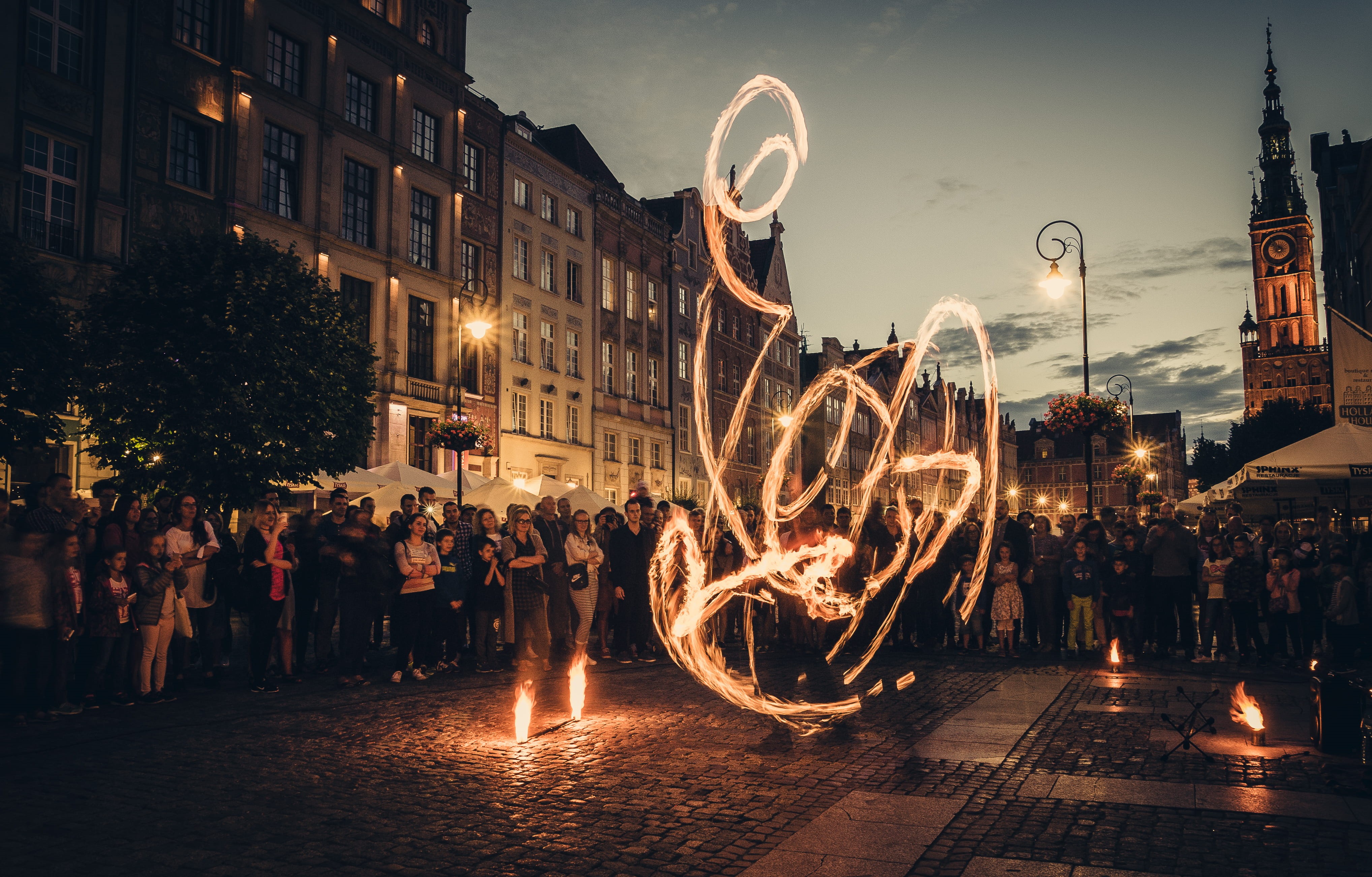 long exposure, communication, group of people, flame, cobblestone, golden, architecture, tower, men, city, clock, time, building, street, photography, near, HD Wallpaper