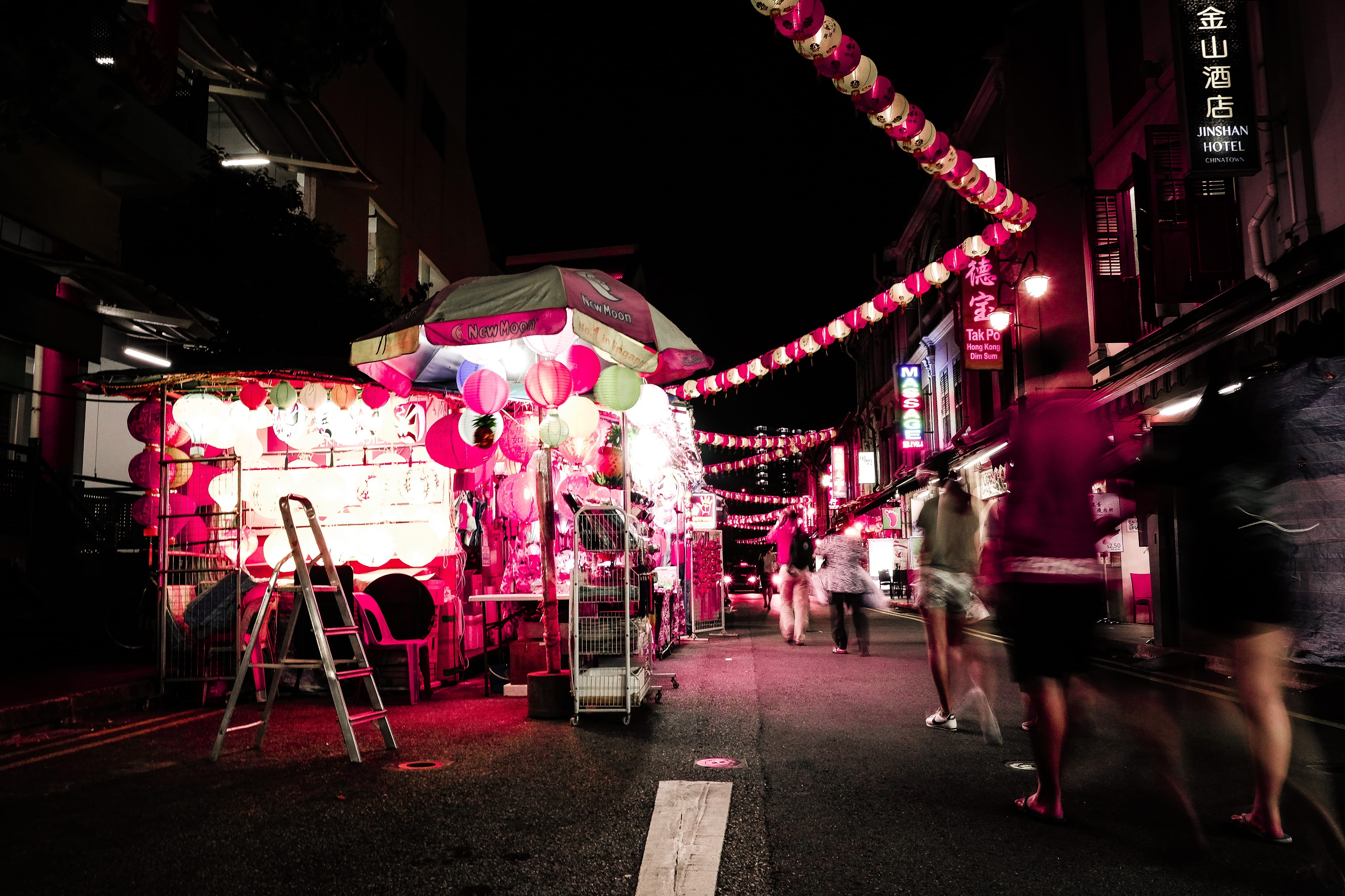 stall, night, lights, illuminated, arts culture and entertainment, architecture, stalls, signs, ladder, building exterior, gray, incidental people, color, HD Wallpaper