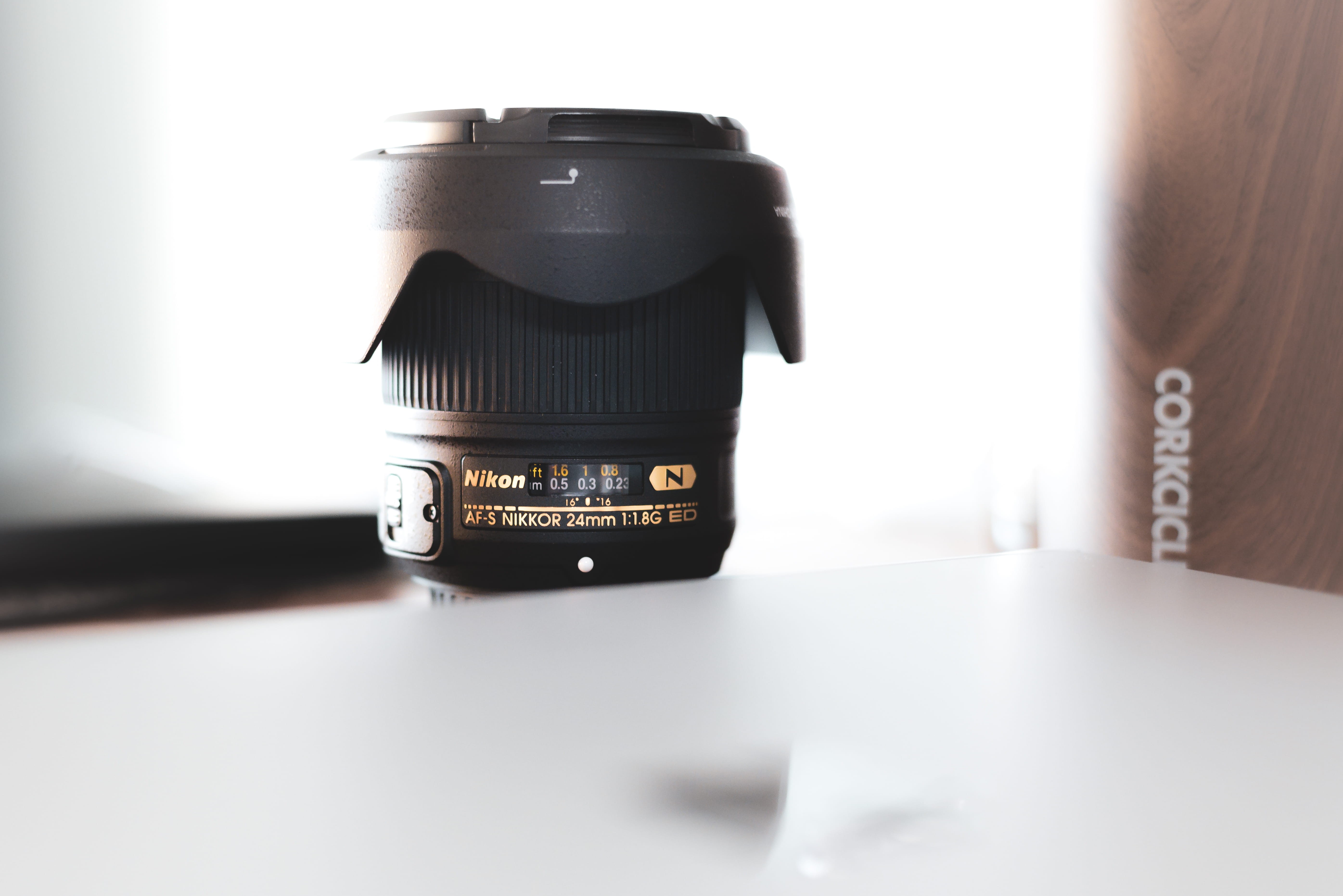 computer, table, nikkor, lens, close-up, golden hour, studio shot, workspace, morning, camera - photographic equipment, day, workstation, ewing township, HD Wallpaper